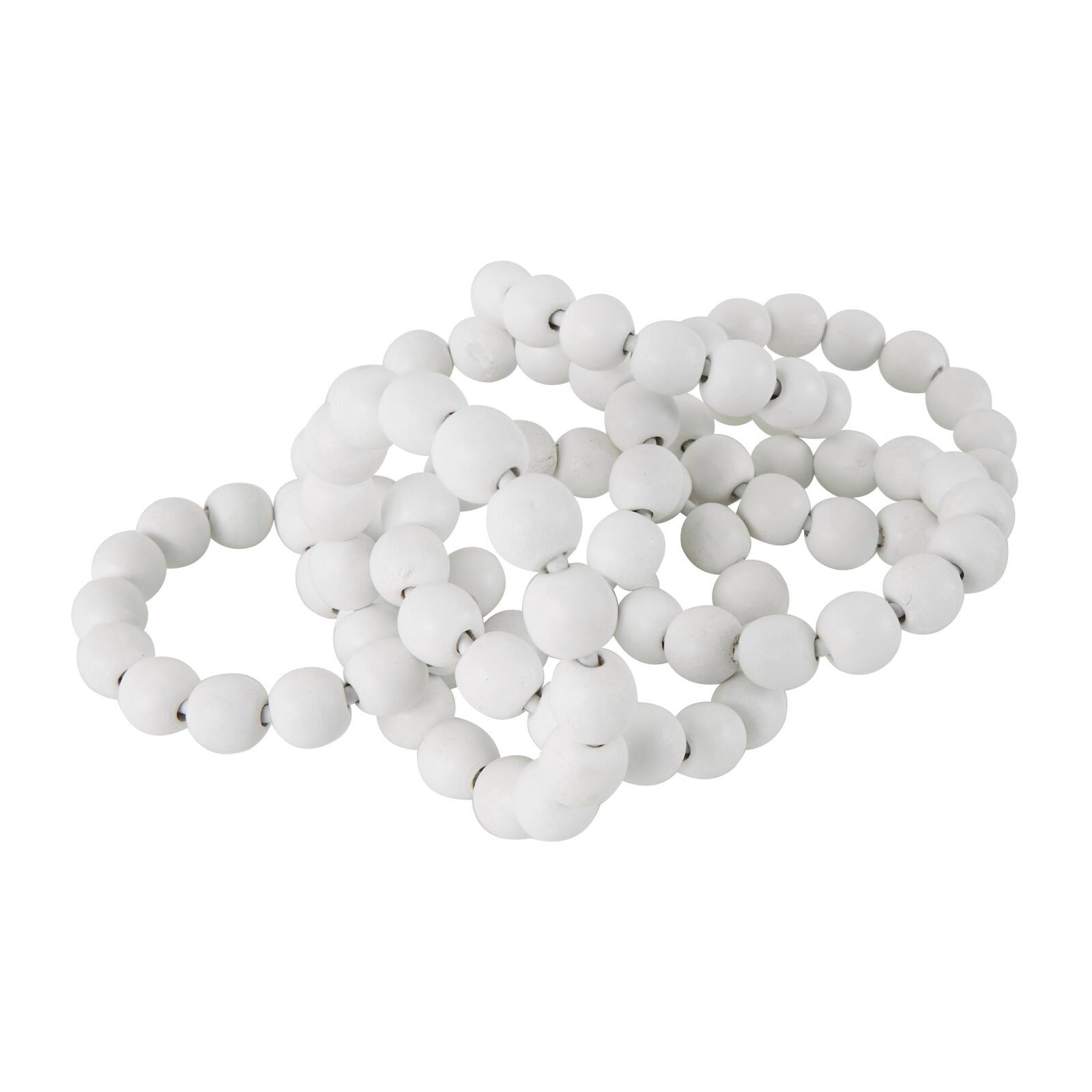 20" White Wood Chain Beaded 7 Link Sculpture