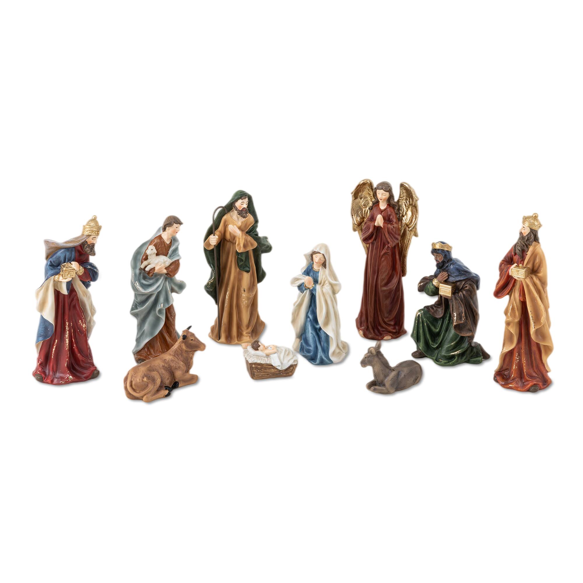 Glitzhome® 8" 10-Piece Christmas Nativity Figurine Set