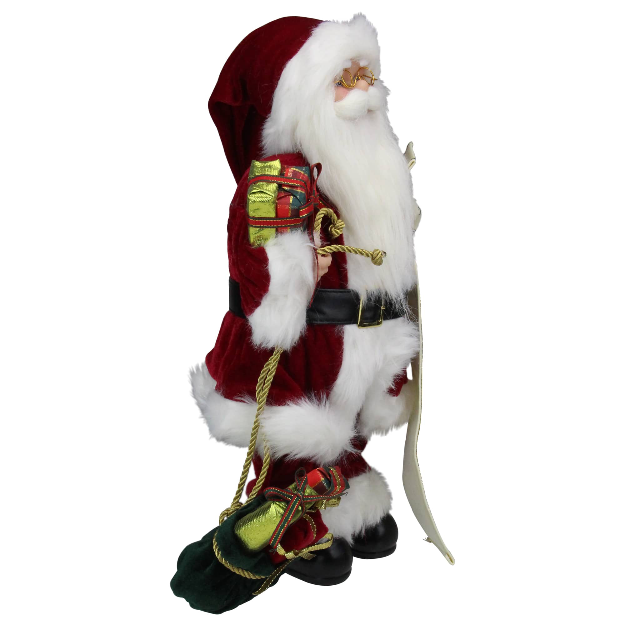 16" Traditional Standing Santa Claus with Name List & Gift Bag