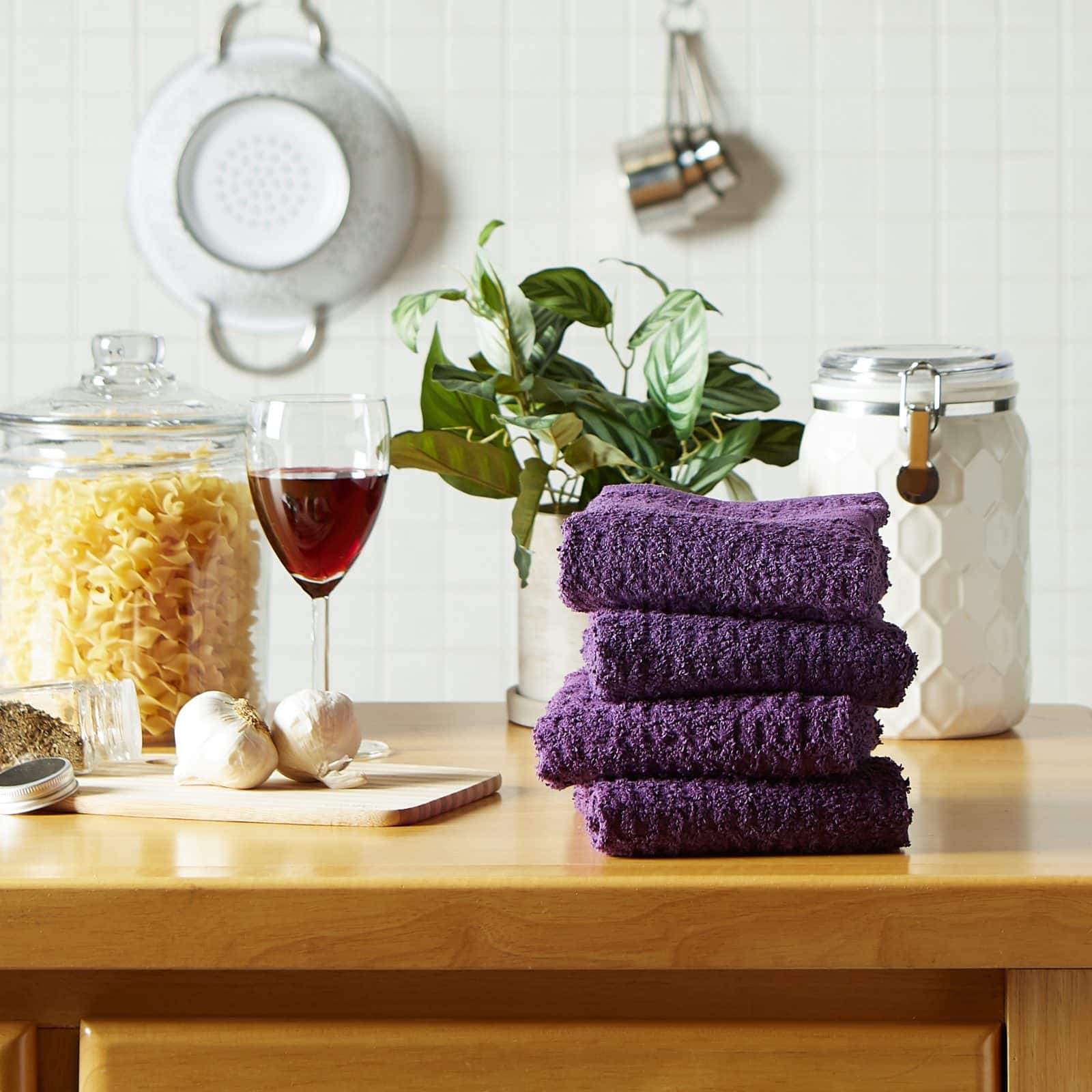 DII® Solid Eggplant Waffle Terry Dishtowel, 4ct.