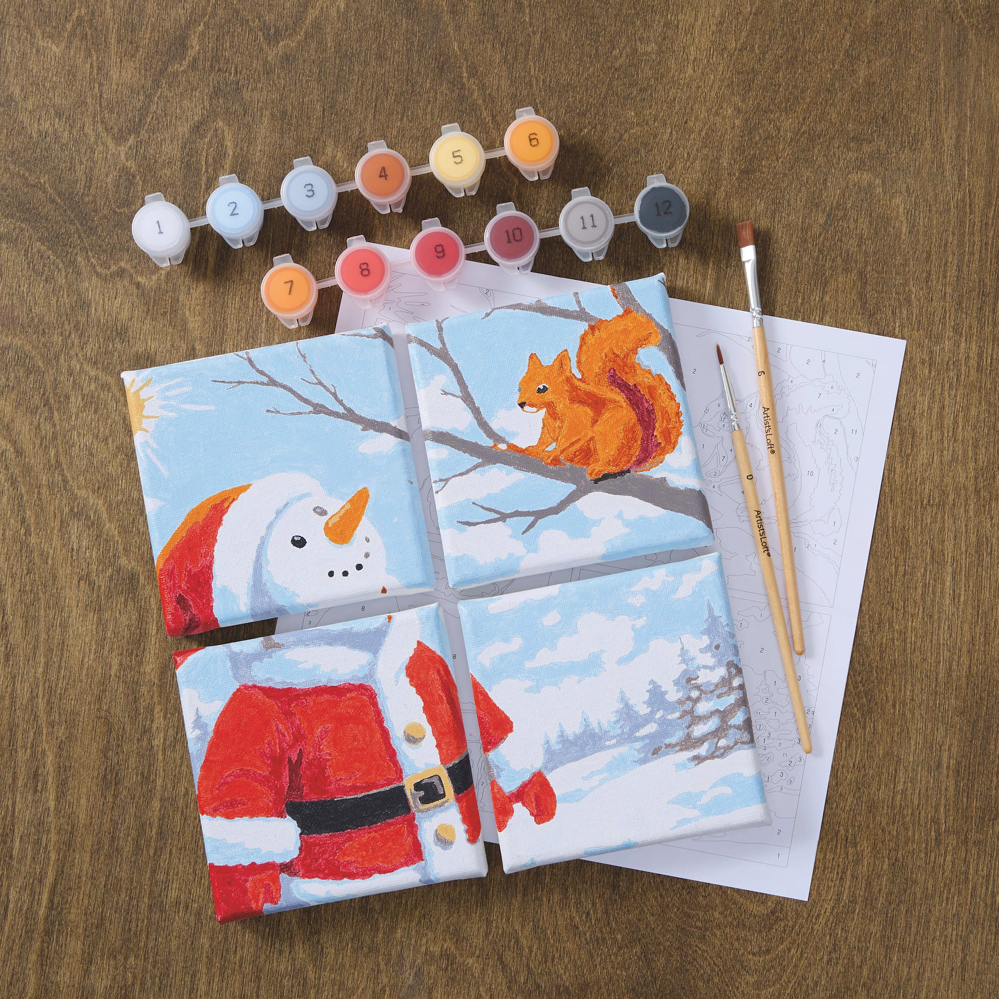 Snowman & Squirrel Paint-by-Number Gallery Mini Kit by Artist's Loft®