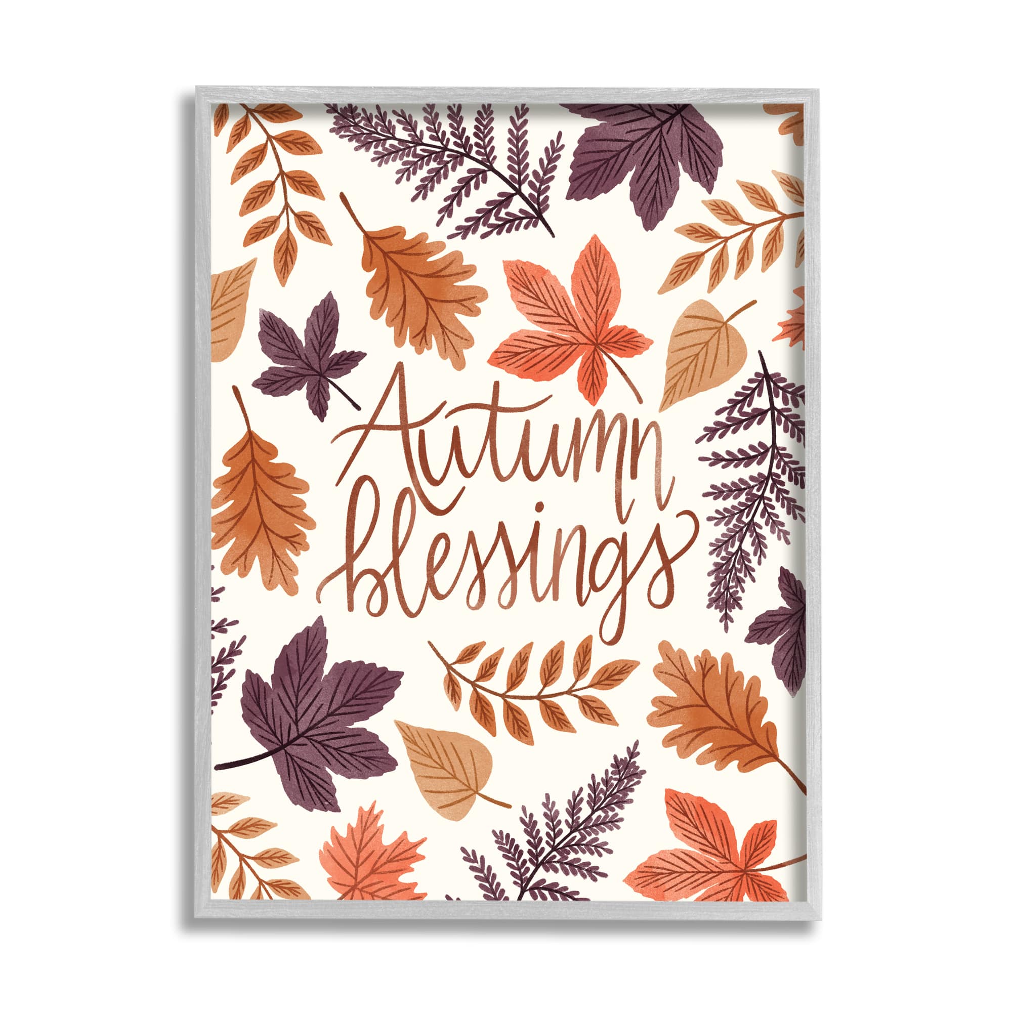 Stupell Industries Autumn Blessings Fern Leaves Nature Framed Giclee Art