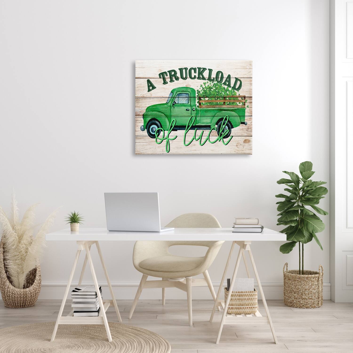Stupell Industries Truckload Of Luck St Patrick's Day Farmhouse Canvas Wall Art