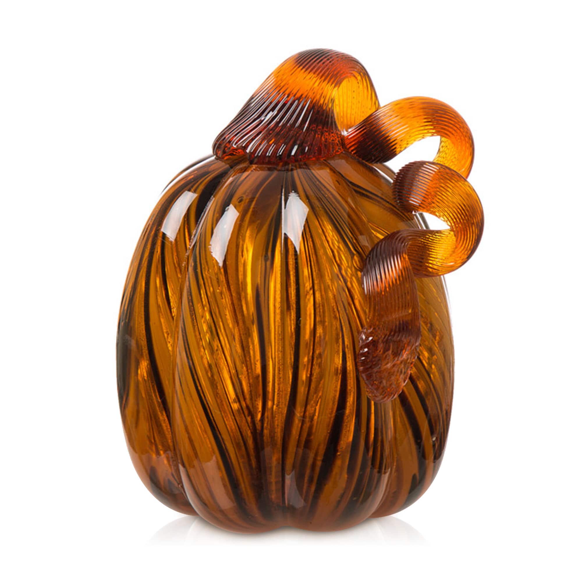 Glitzhome® Medium Glass Pumpkin, Multicolor Stripes