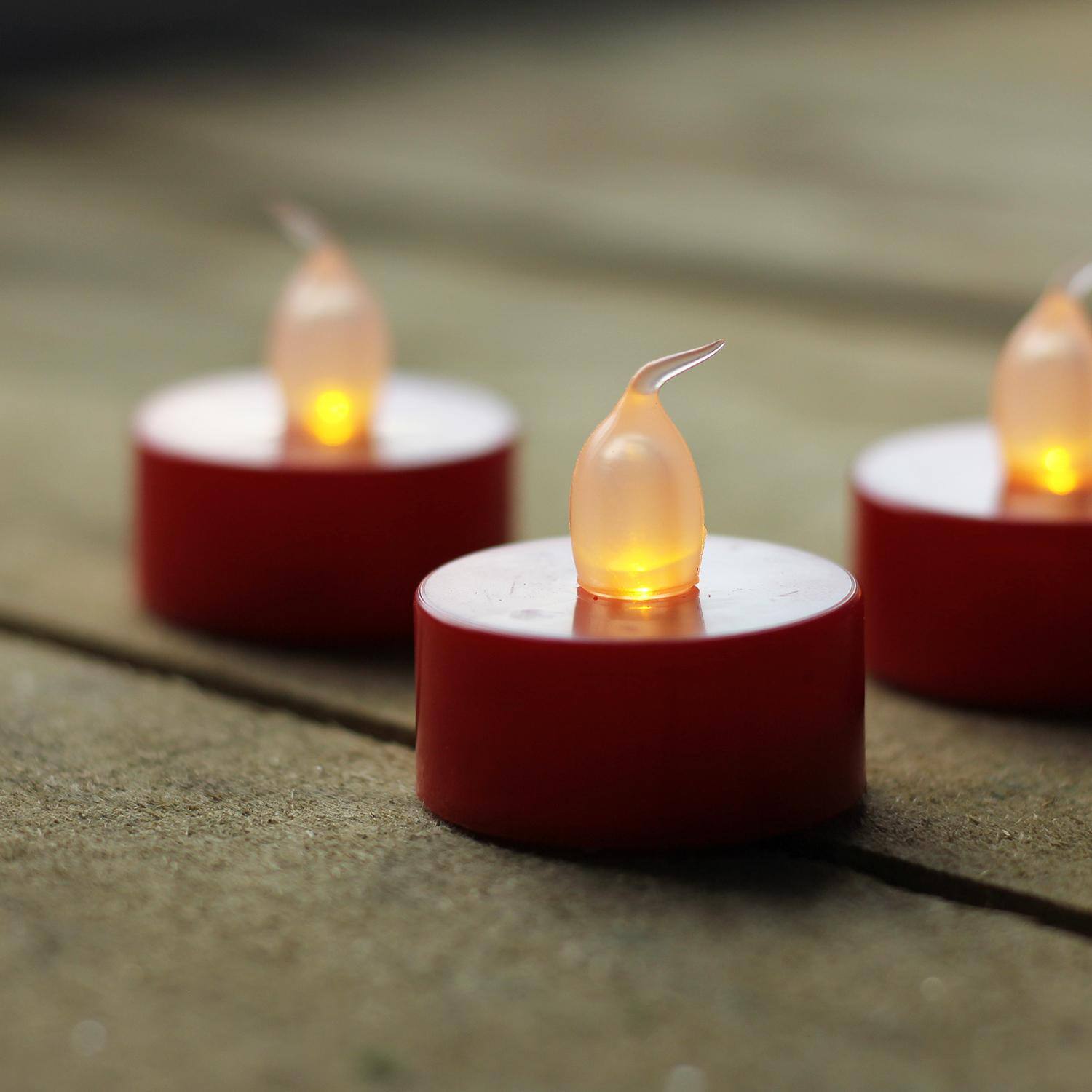 1.5" Amber & Red LED Flickering Tea Light Candle Set