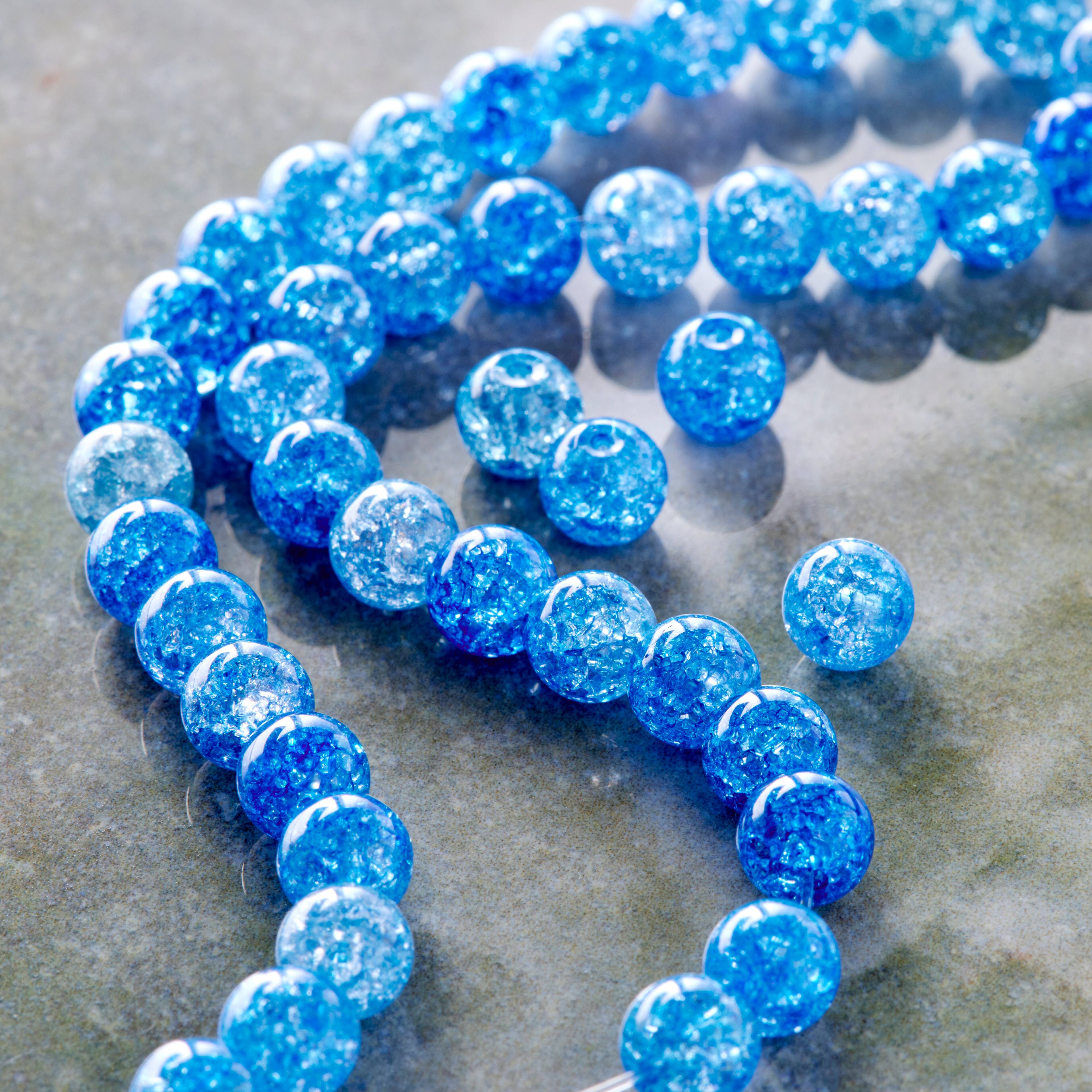 12 Pack: Blue Crackle Quartz Round Beads, 6mm by Bead Landing™
