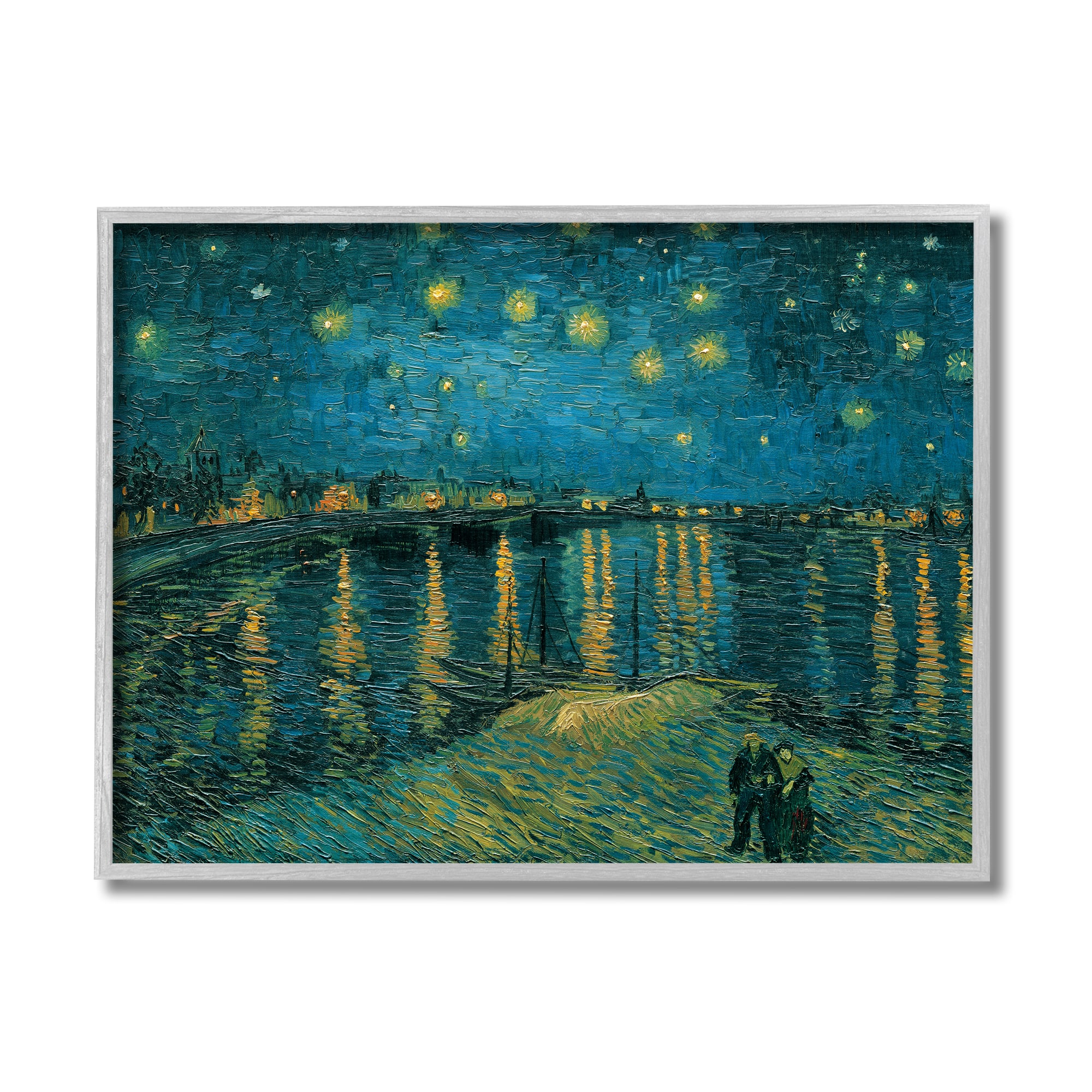 Stupell Industries Classic Starry Night Over the Rhone Van Gogh Painting in Gray Frame Wall Art