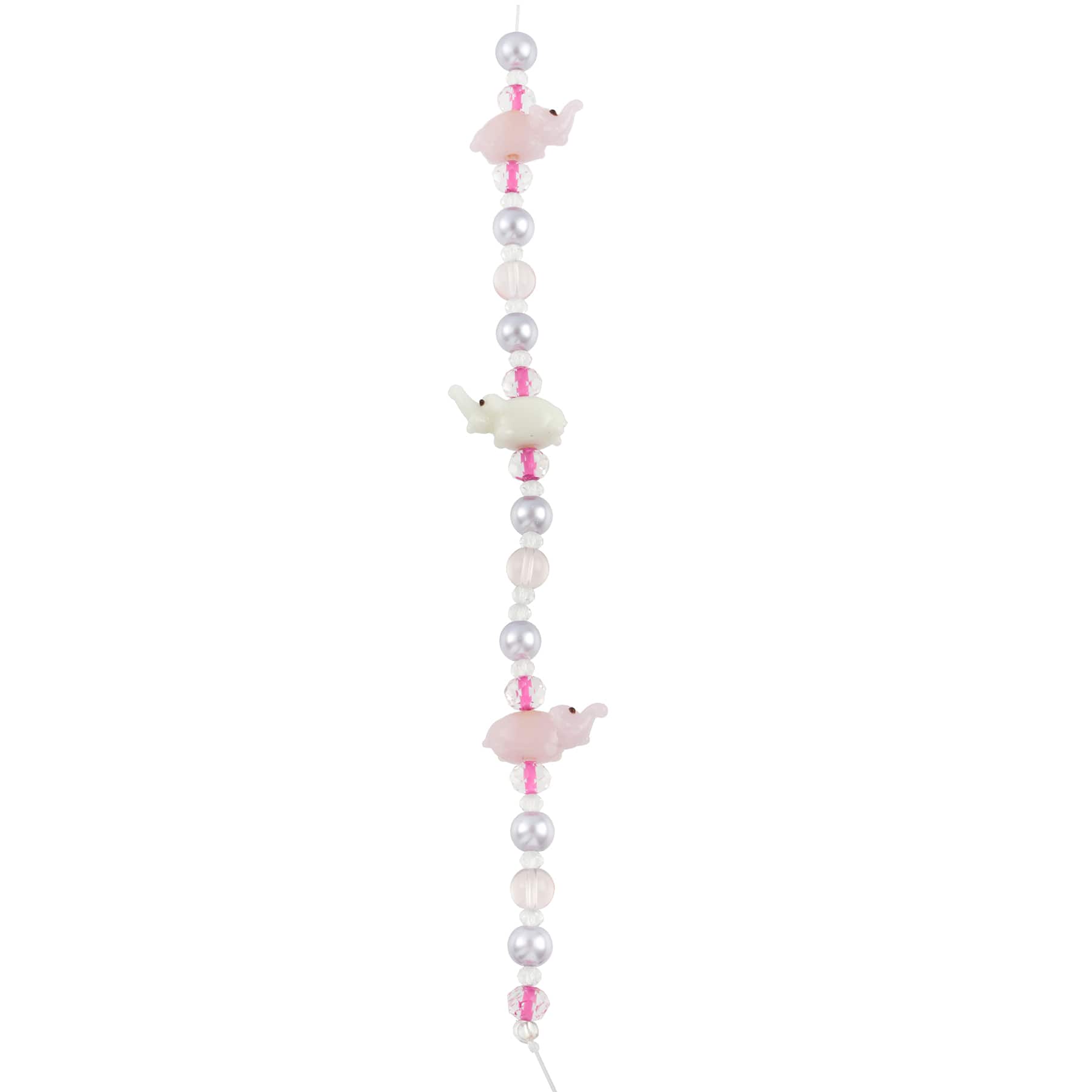 Pink & White Elephant Lampwork Glass Bead Mix by Bead Landing™