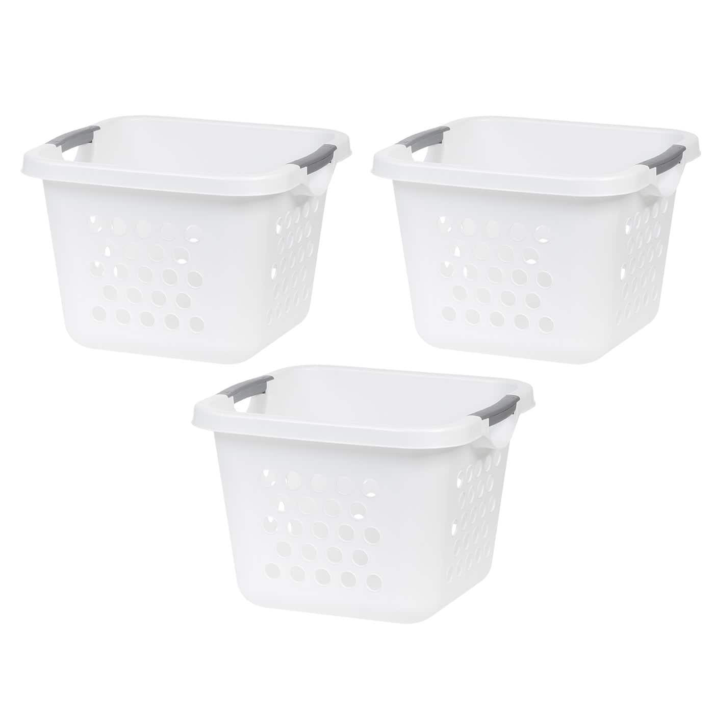 IRIS® 32qt. White Laundry Hampers with Gray Easy Lift Handles, 3ct.