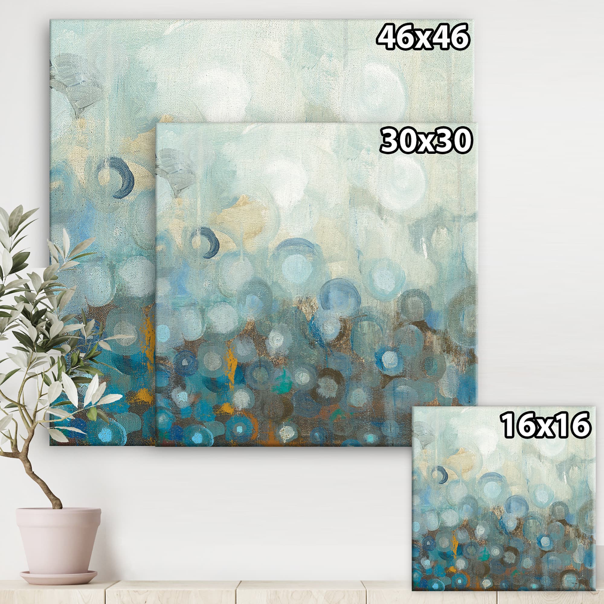 Designart - Blue and Bronze Dots on Glass II