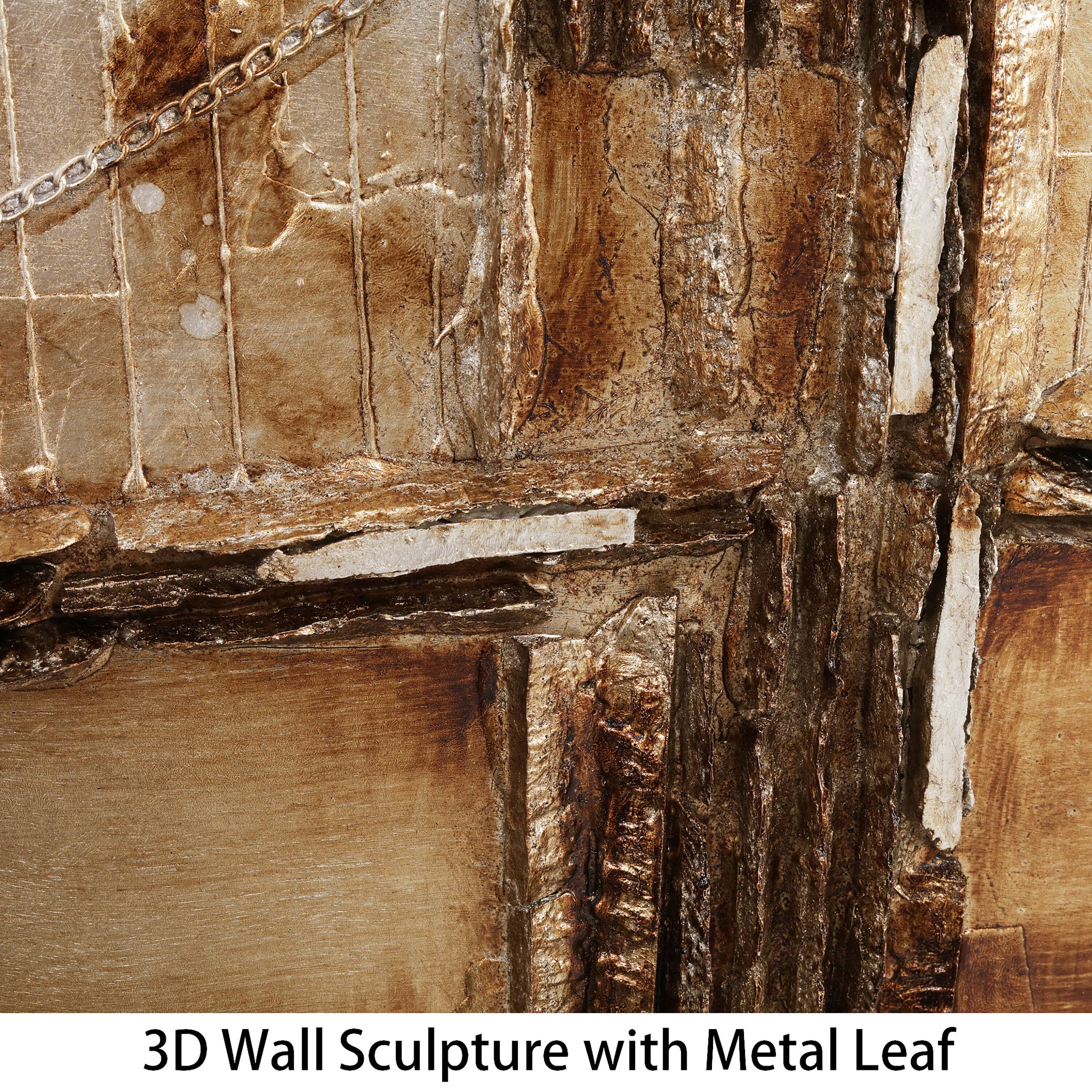Empire Art Direct 64" x 22" Bridge to the City 2 Handed Painted Rugged Sculpture Wall Art