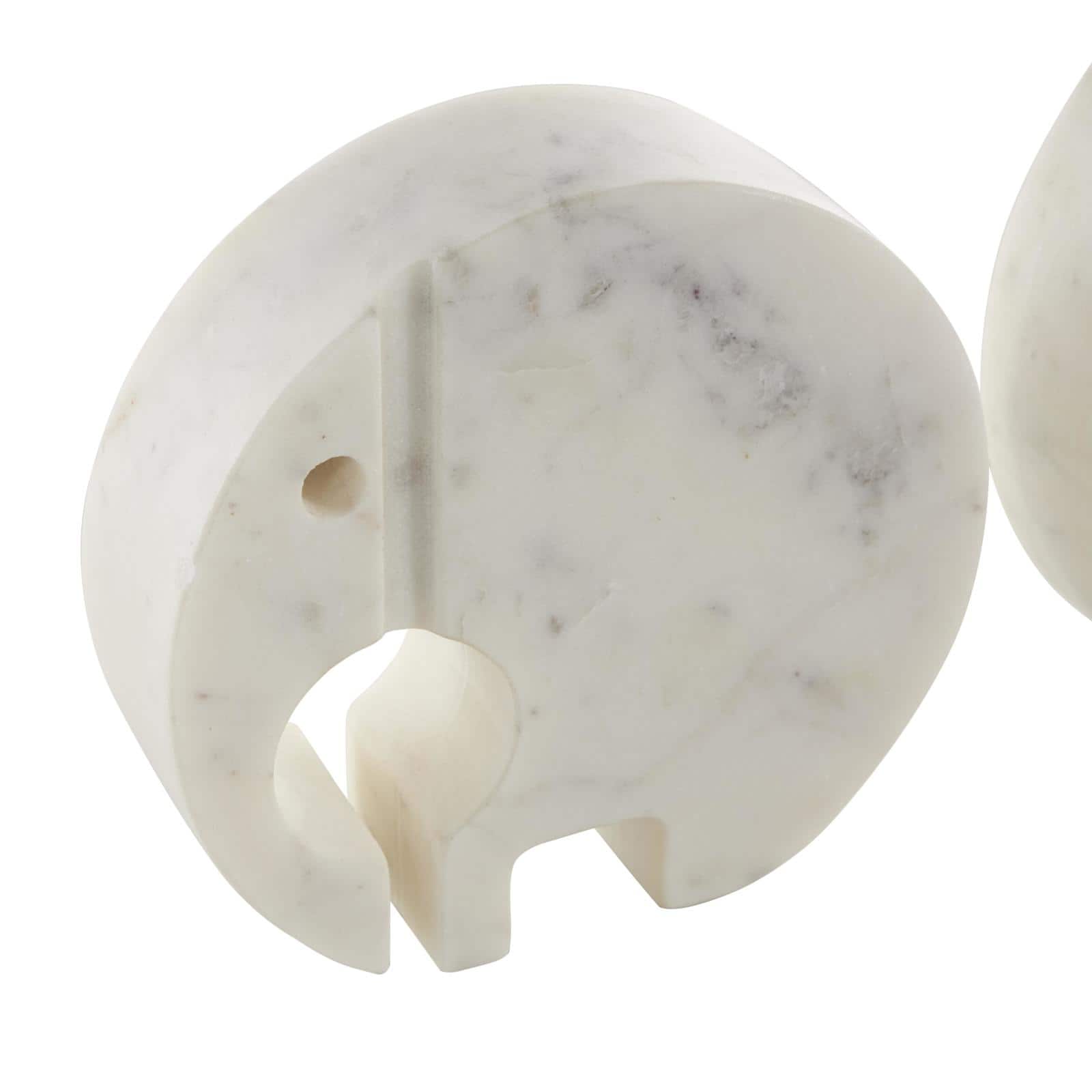 White & Gray Circular Abstract Marble Elephant Sculpture Set