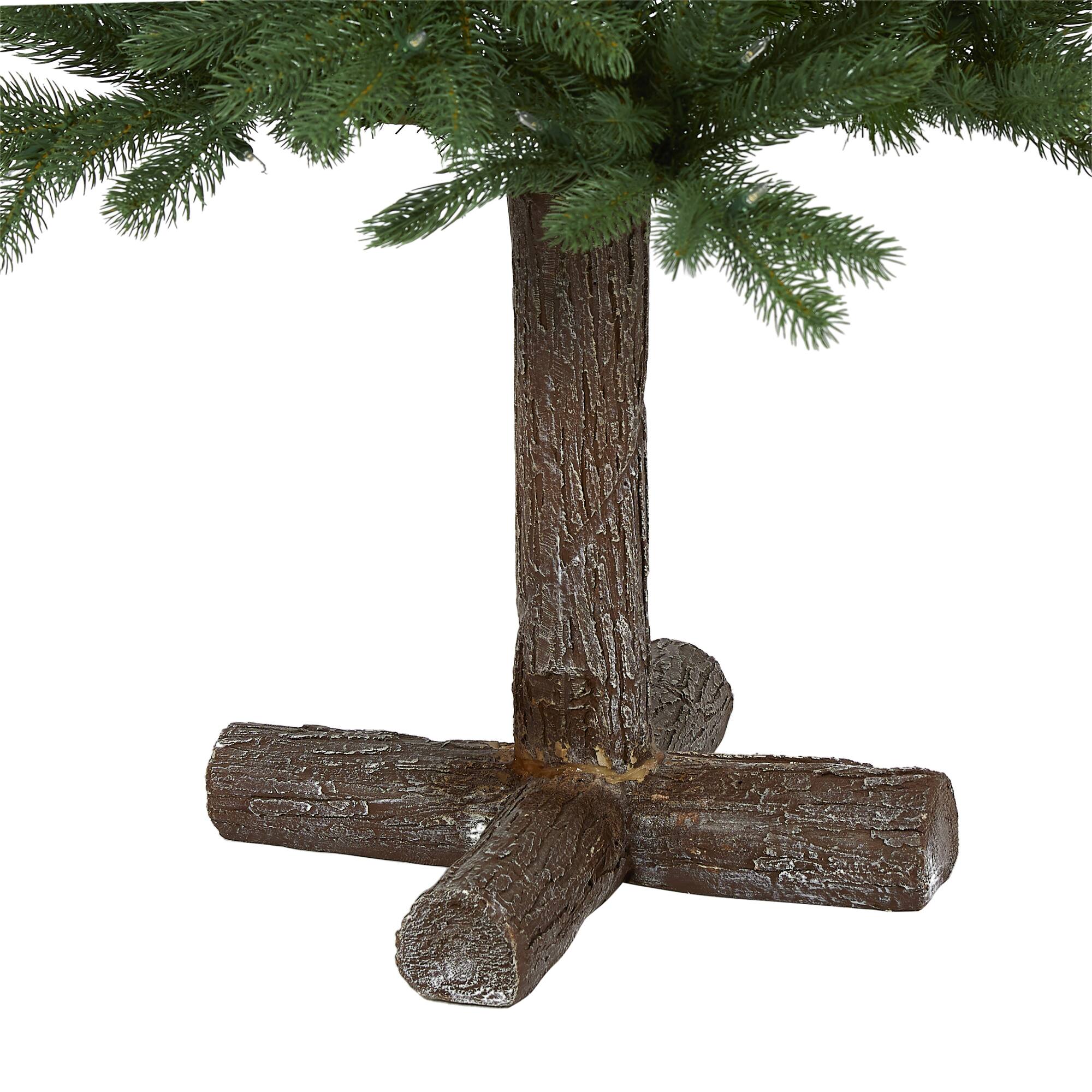 5ft. Pre-Lit Napa Valley Pine Artificial Christmas Tree with Warm White LED Lights on a Faux Wood Stand