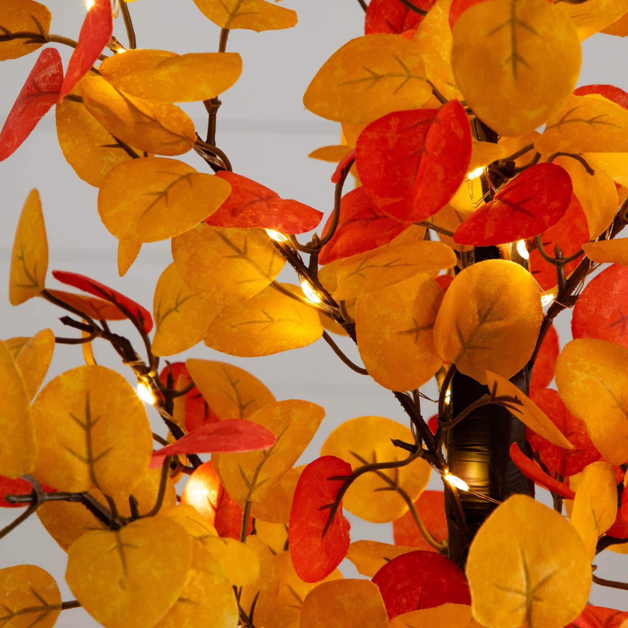 21in. Pre-Lit Bright Autumn Eucalyptus Artificial Fall Tree with 50 Warm White LED Lights and Detachable Base