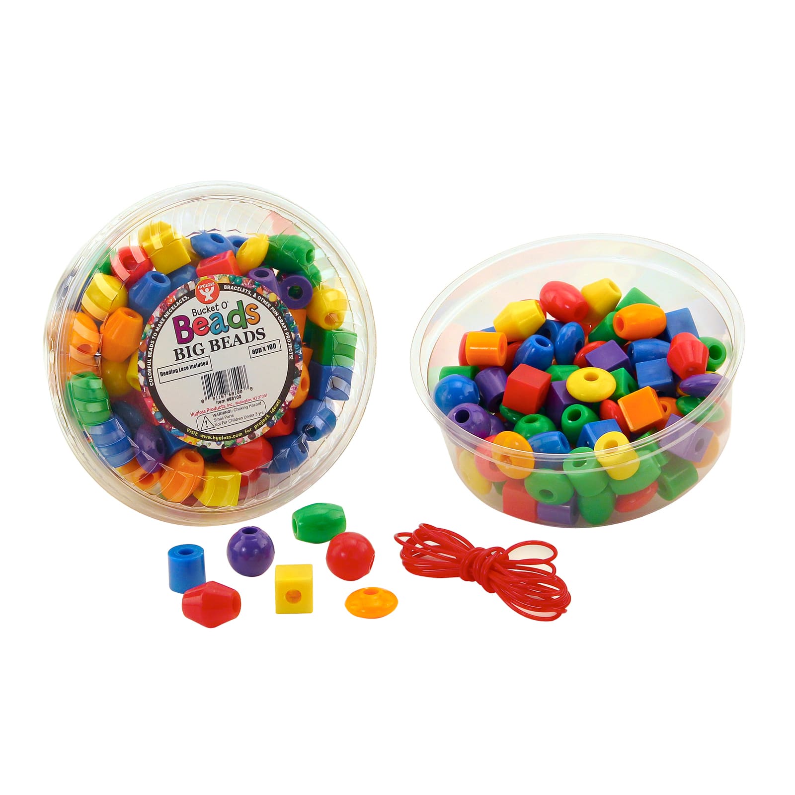Hygloss® Bucket O' Beads Opaque Assorted Big Beads with Lacing Lanyard | 16 oz | Michaels®