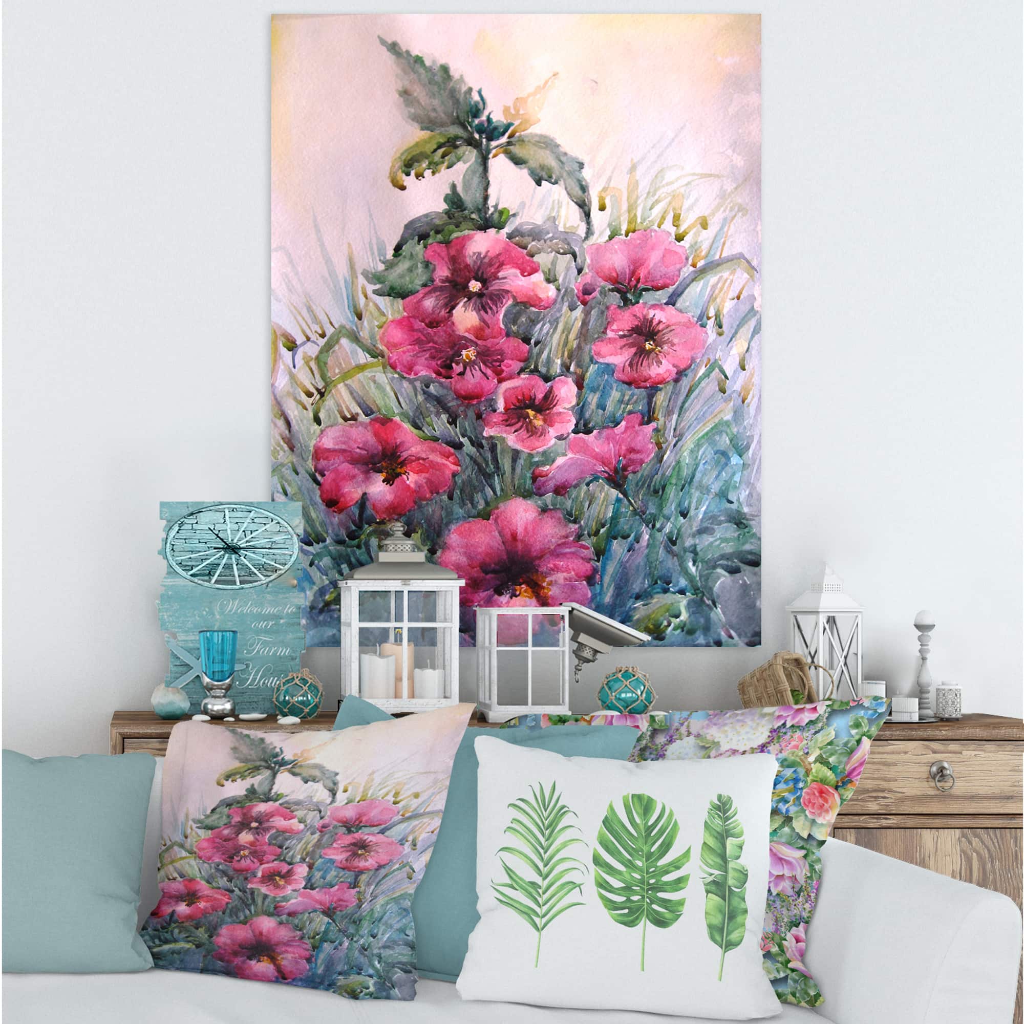 Designart - Blossoming Hibiscus In The Wild - Traditional Canvas Wall Art Print