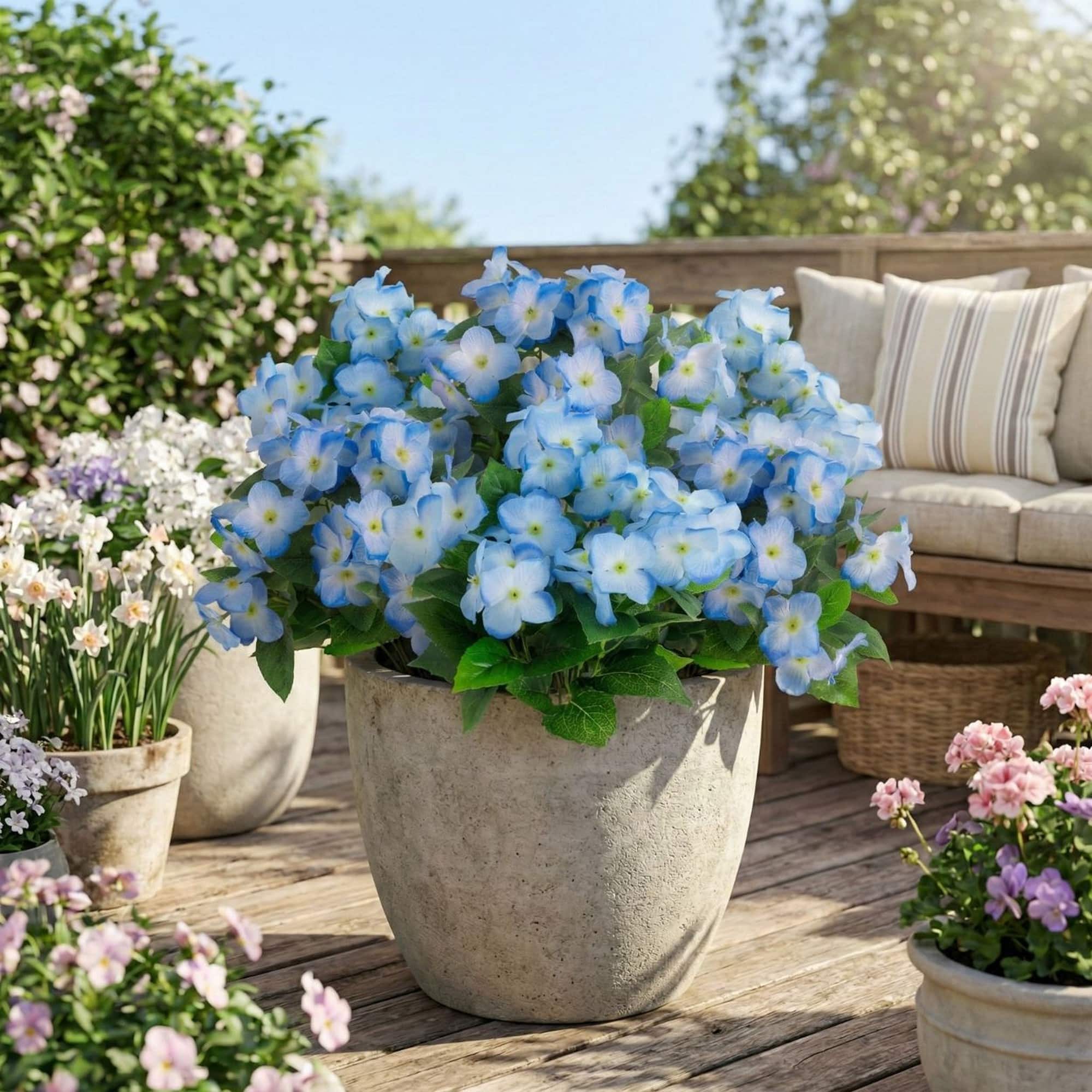 14" UV Resistant Artificial Hydrangea Bushes