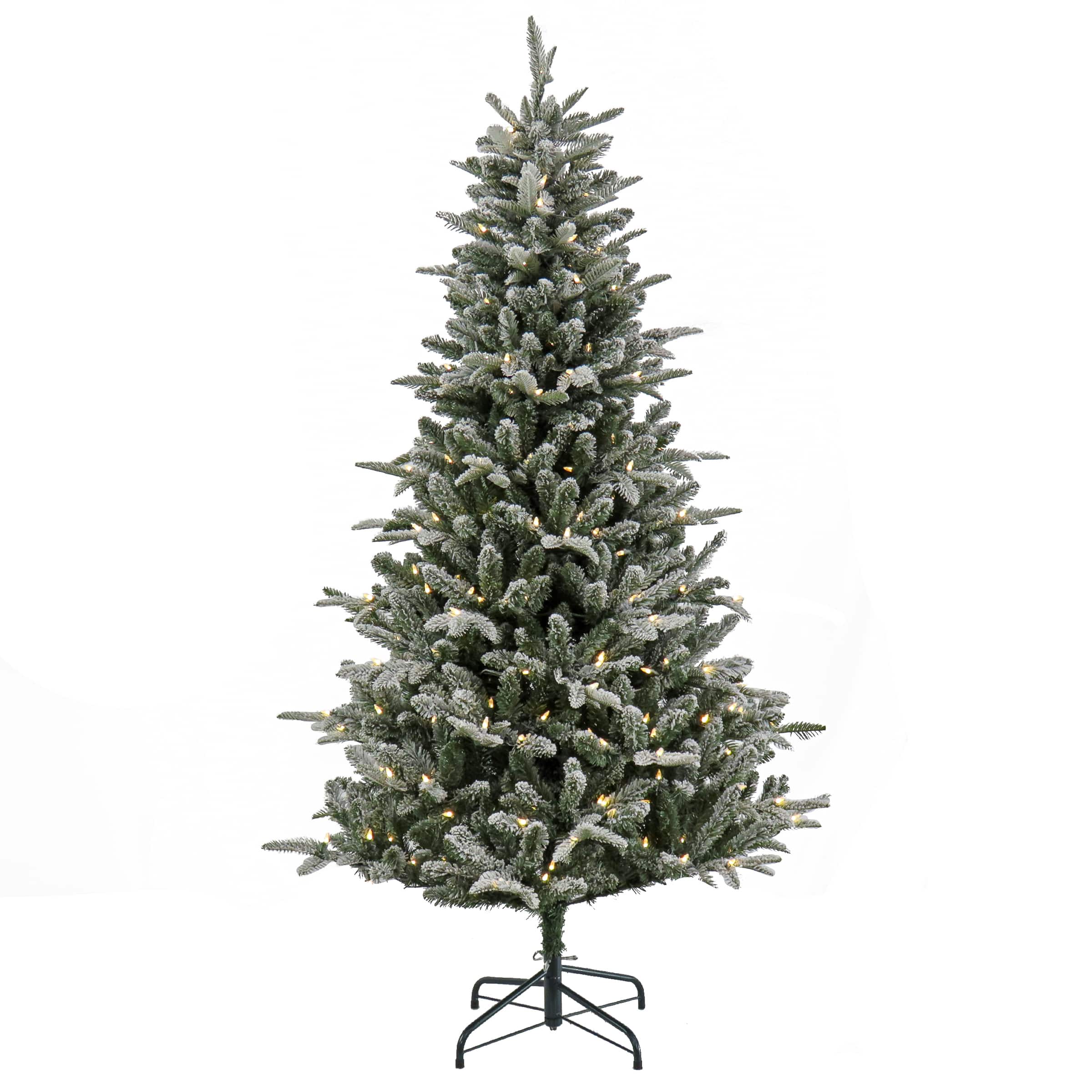 6ft. Pre-Lit Snowy Libby Fir Artificial Christmas Tree, Warm White LED Lights