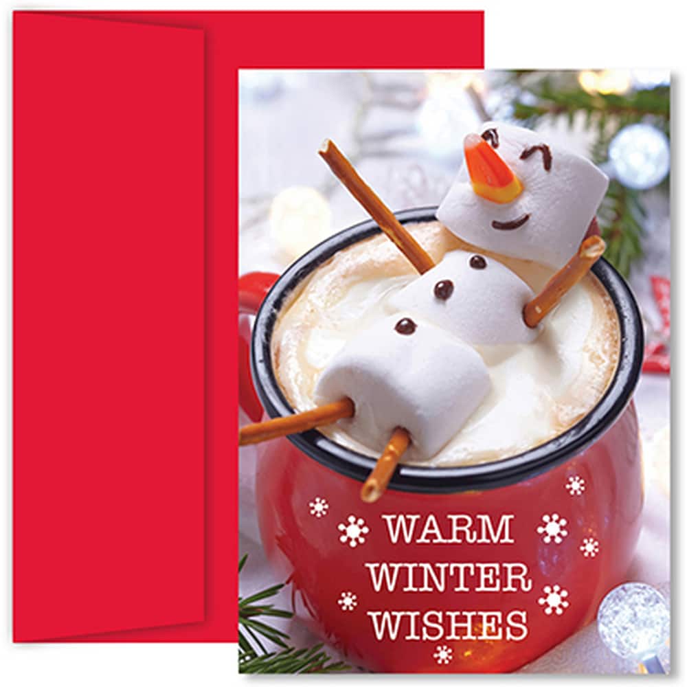 JAM Paper 5" x 7" Marshmallow Snowman Cards & Matching Envelopes Set, 18ct.