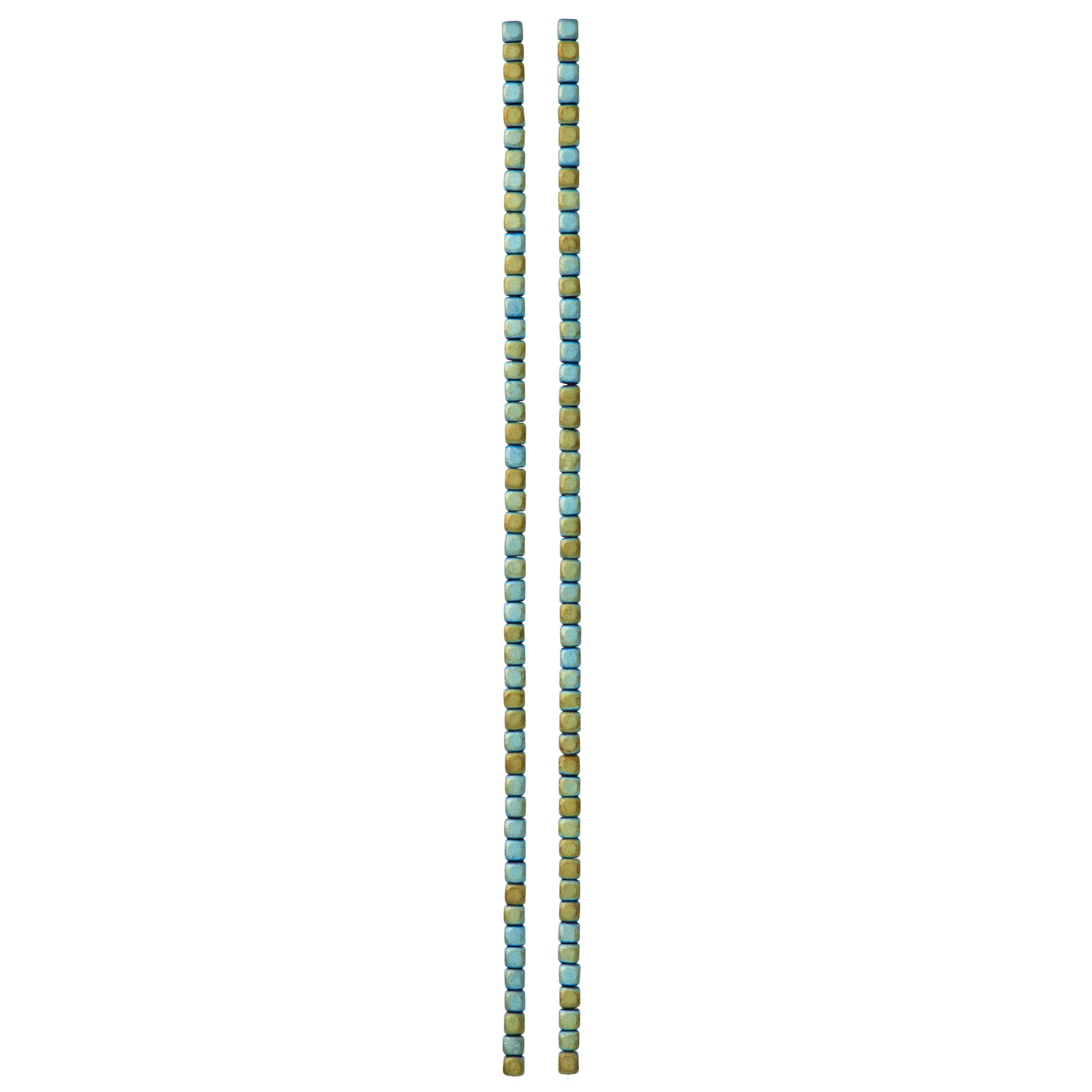 12 Pack:  Aqua Hematite Cube Beads, 3mm by Bead Landing™