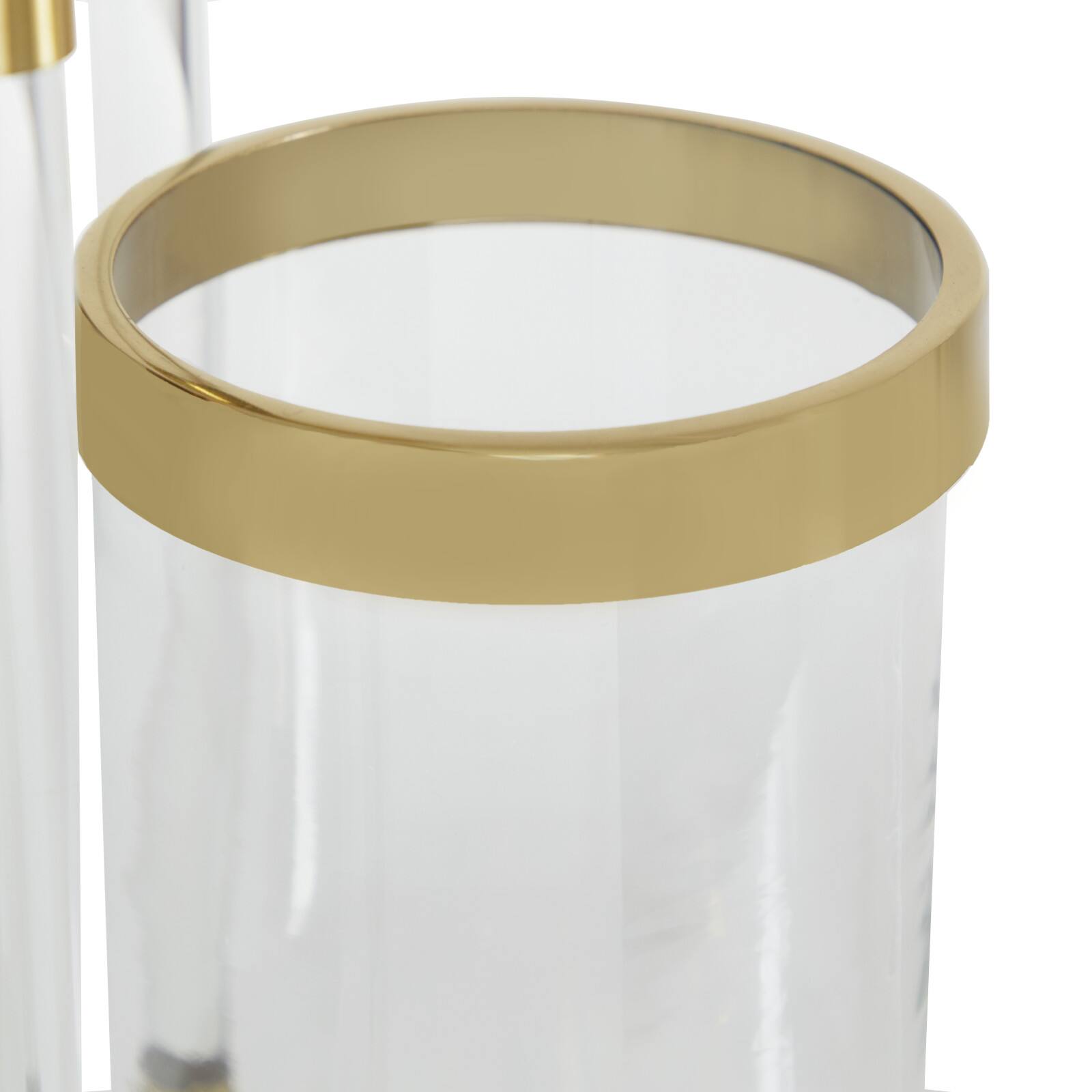 Gold Stainless Steel Contemporary Lantern, 18" x 11" x 11"