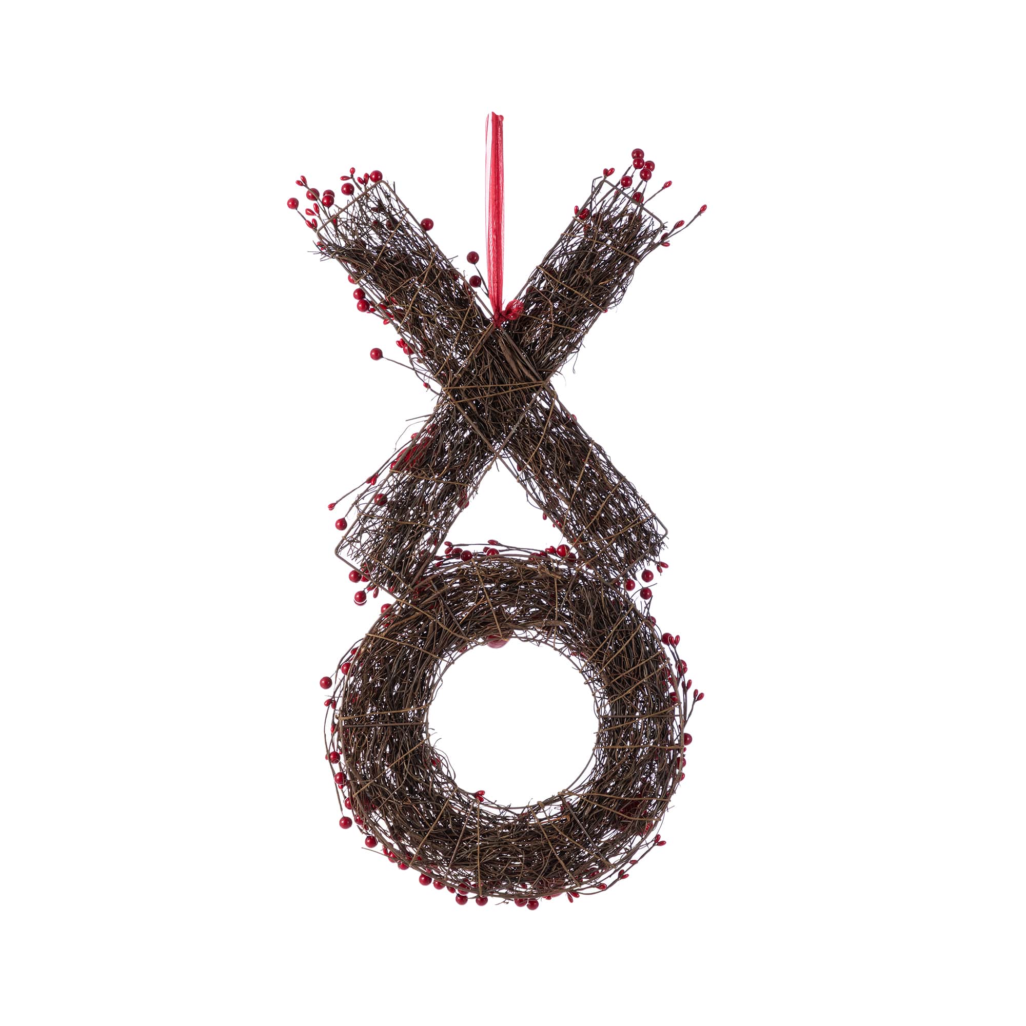 Glitzhome® 24" Red Valentine's XO Shaped Wreath