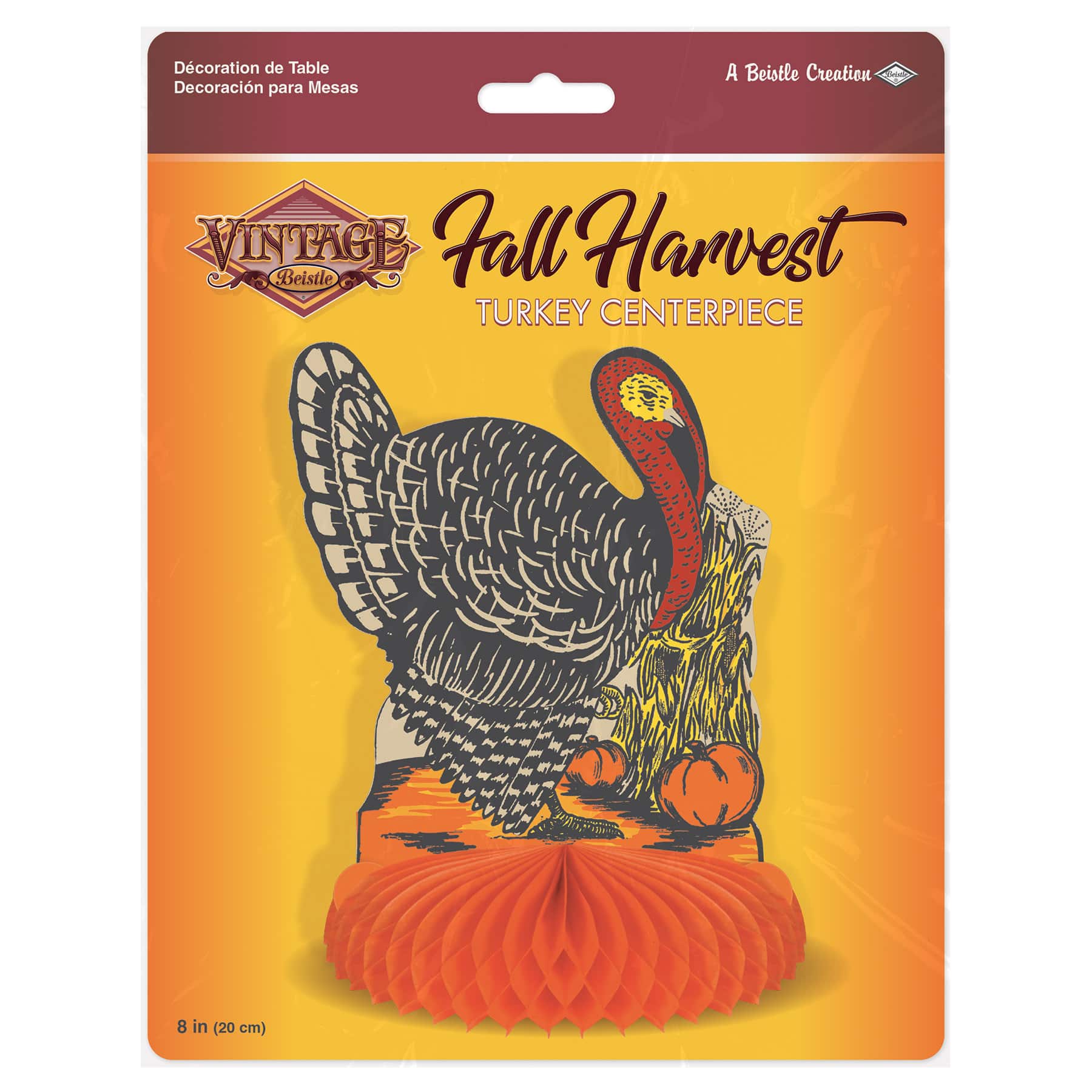 8" Vintage Fall Harvest Turkey Centerpiece, 2ct.