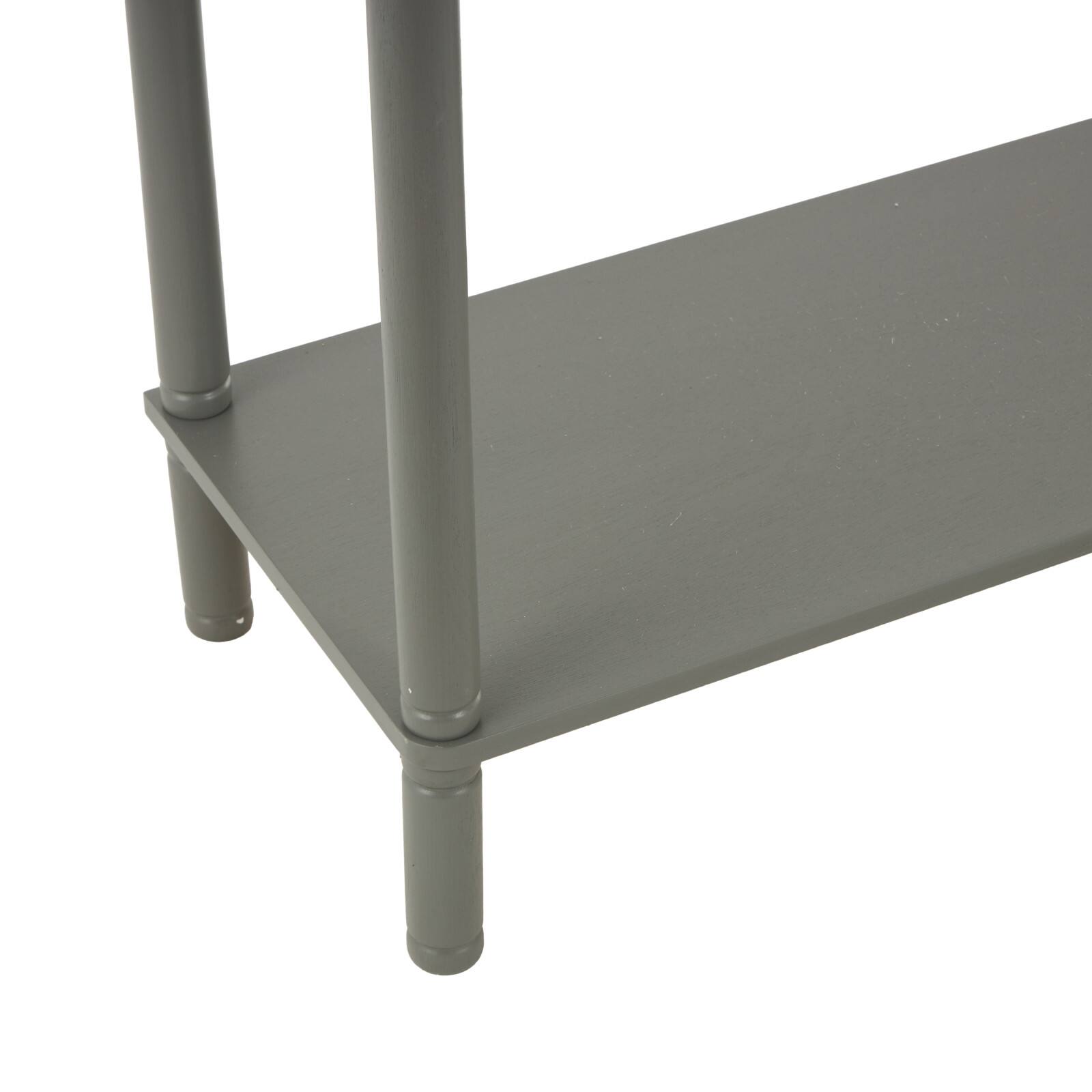 36" 2-Drawer Gray Handmade Wooden Console Table with Black Handle & Ribbed Front