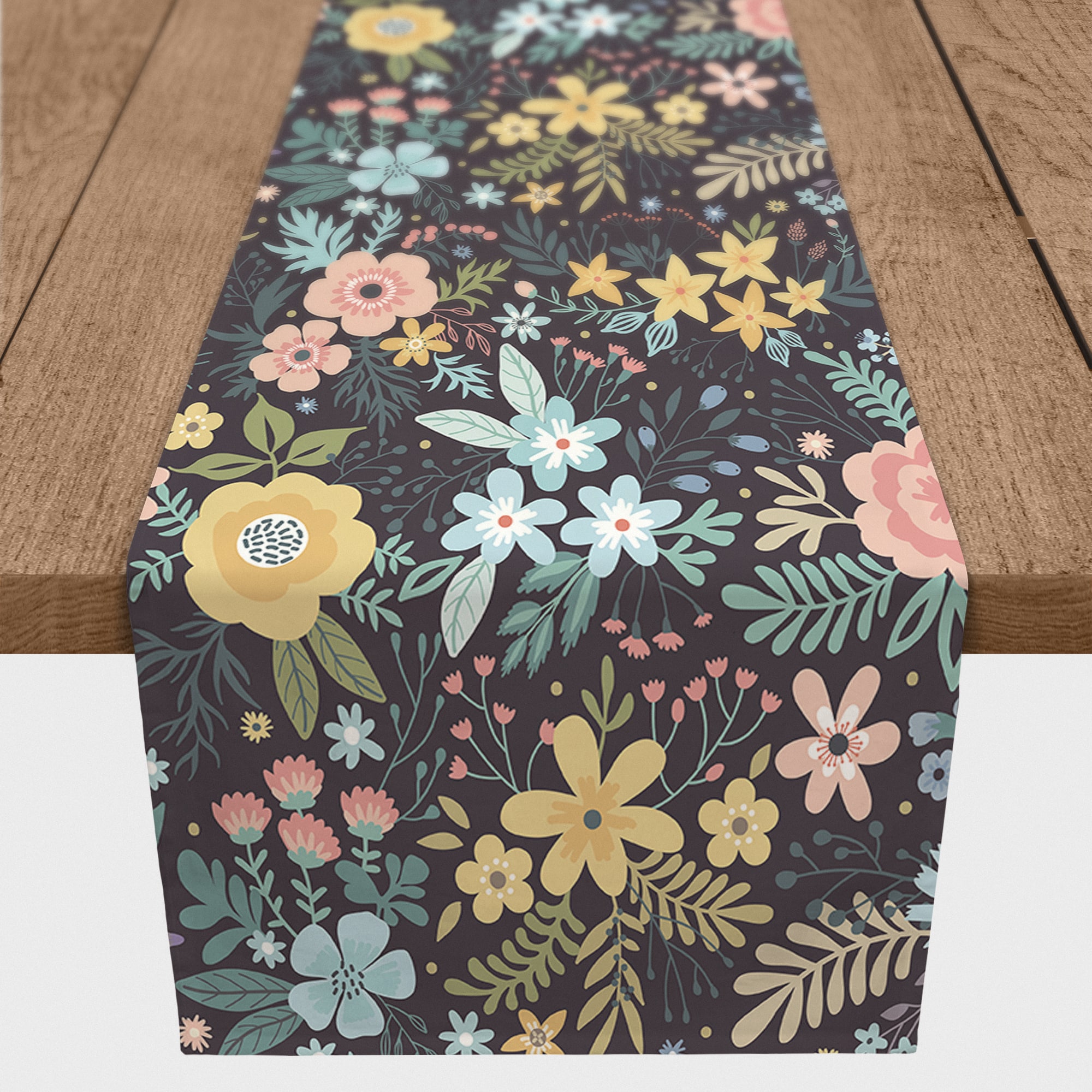 72" Bright Floral Pattern Poly Twill Table Runner
