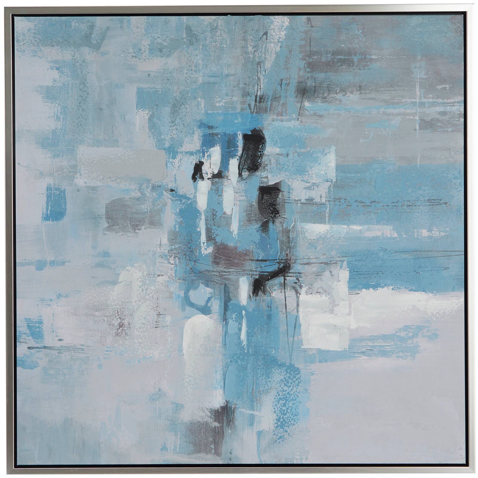 Blue Wood Contemporary Framed Wall Art 40" x 39" x 2"