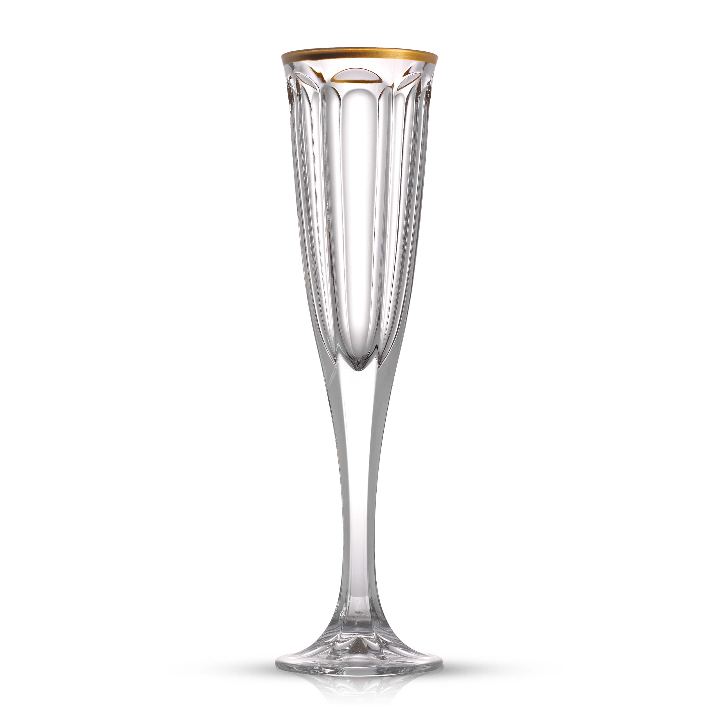 JoyJolt® 4.3oz. Gold Rimmed Windsor Crystal Champagne Flutes, 2ct.