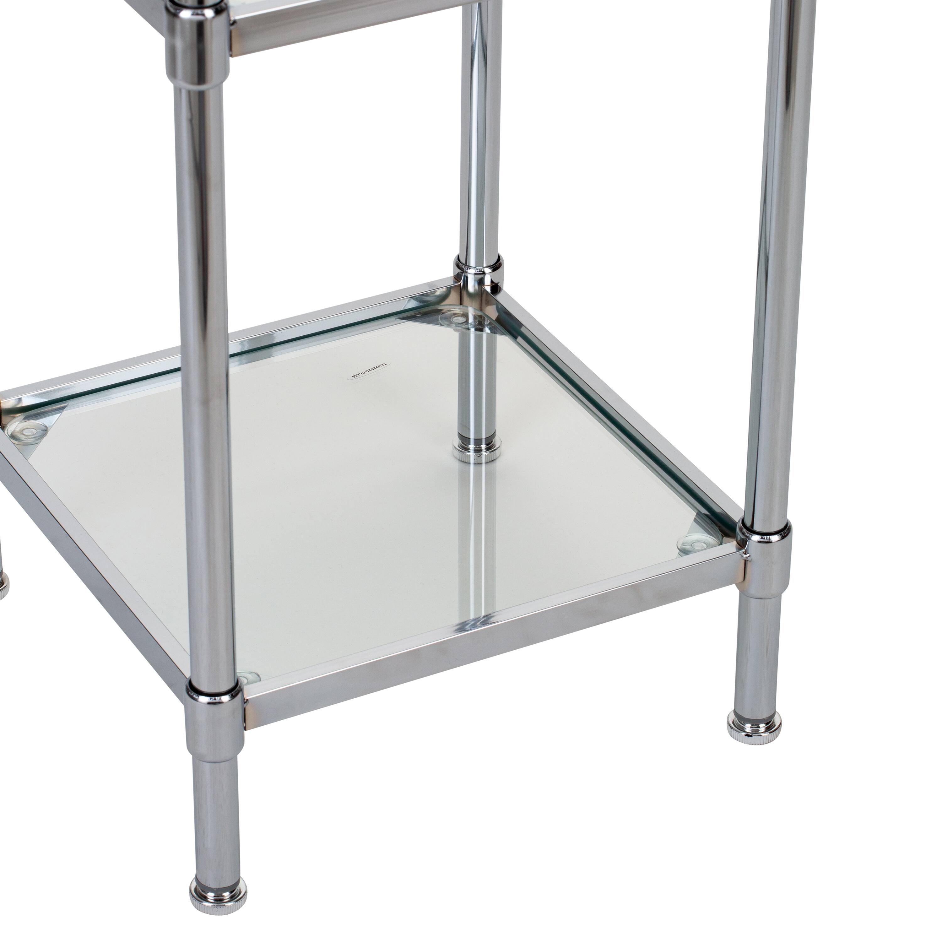 Organize It All Glacier 34" 3-Tier Freestanding Tempered Glass Shelving Tower