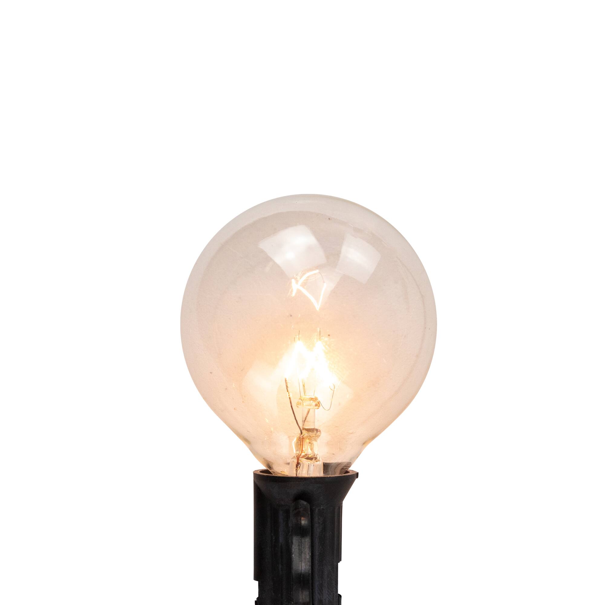 G50 Globe Christmas Light Set - Clear - 9' Black Wire -10ct