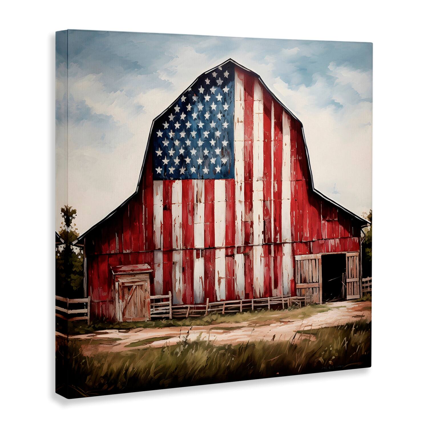 Stupell Industries Americana Barn View Canvas Wall Art