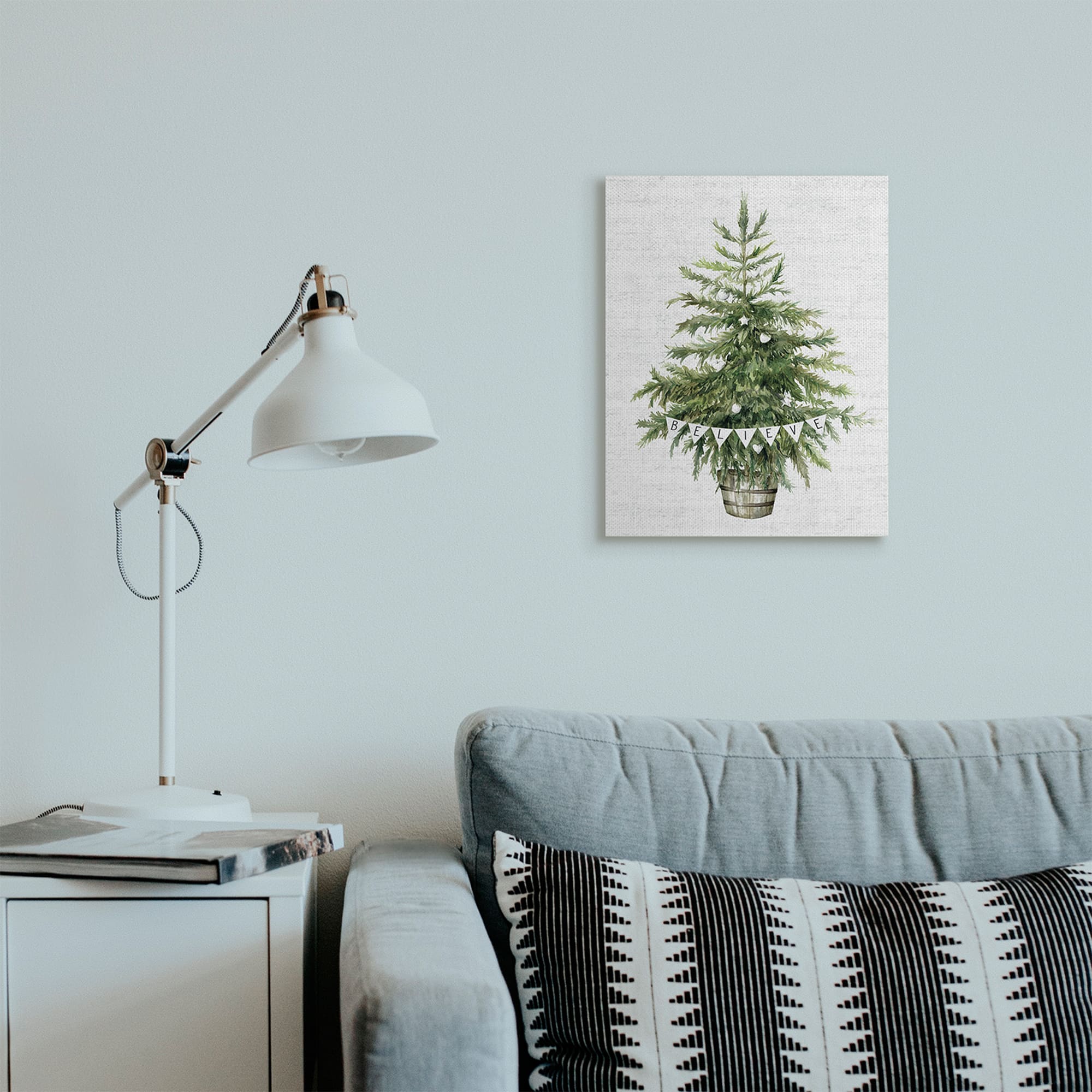 Stupell Industries Holiday Green Fir Tree with Believe Phrase Canvas Wall Art