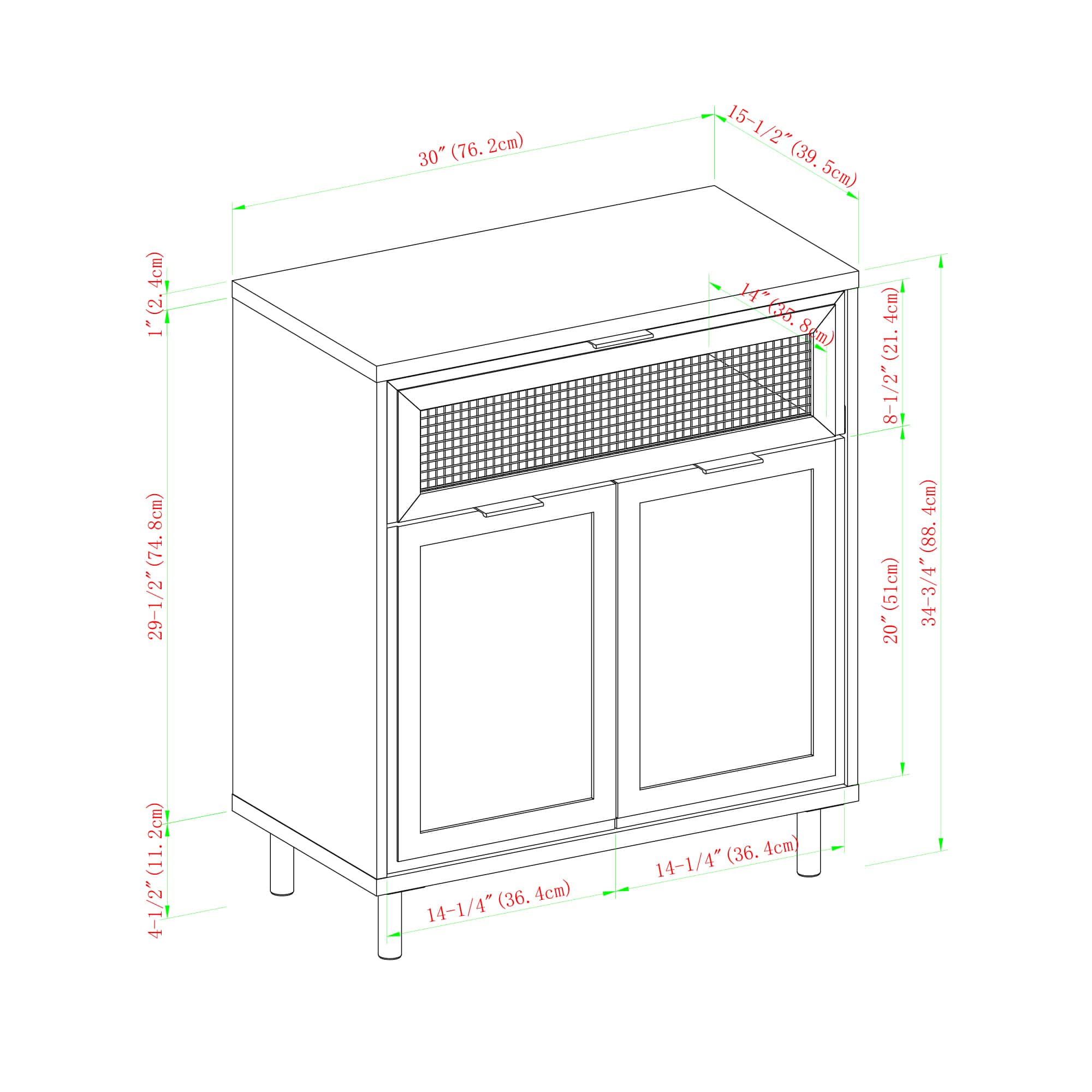Walker Edison English Oak Mesh Metal Accent Cabinet