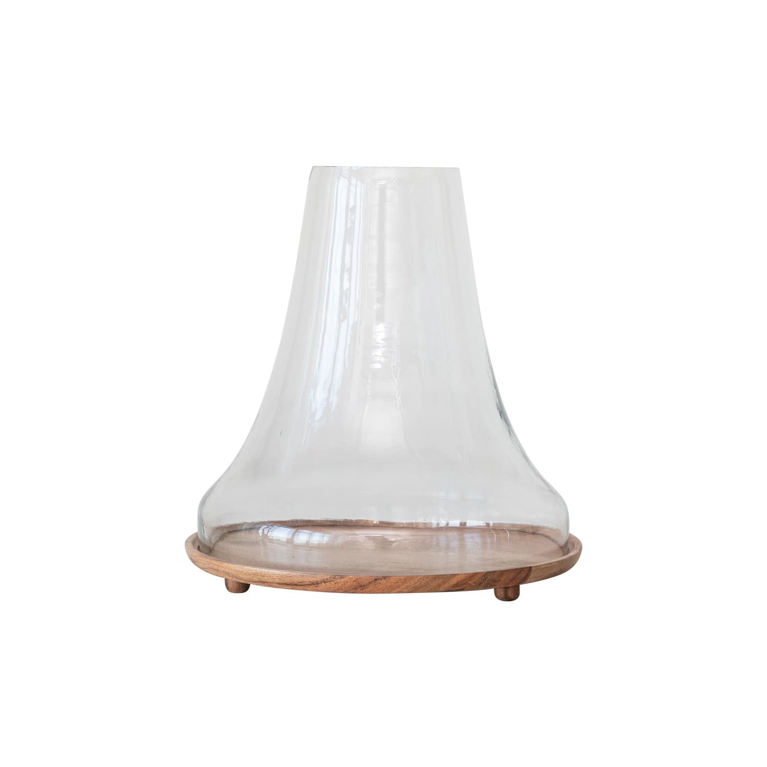 Hello Honey® 13" Reclaimed Glass Cloche with Mango Wood Base
