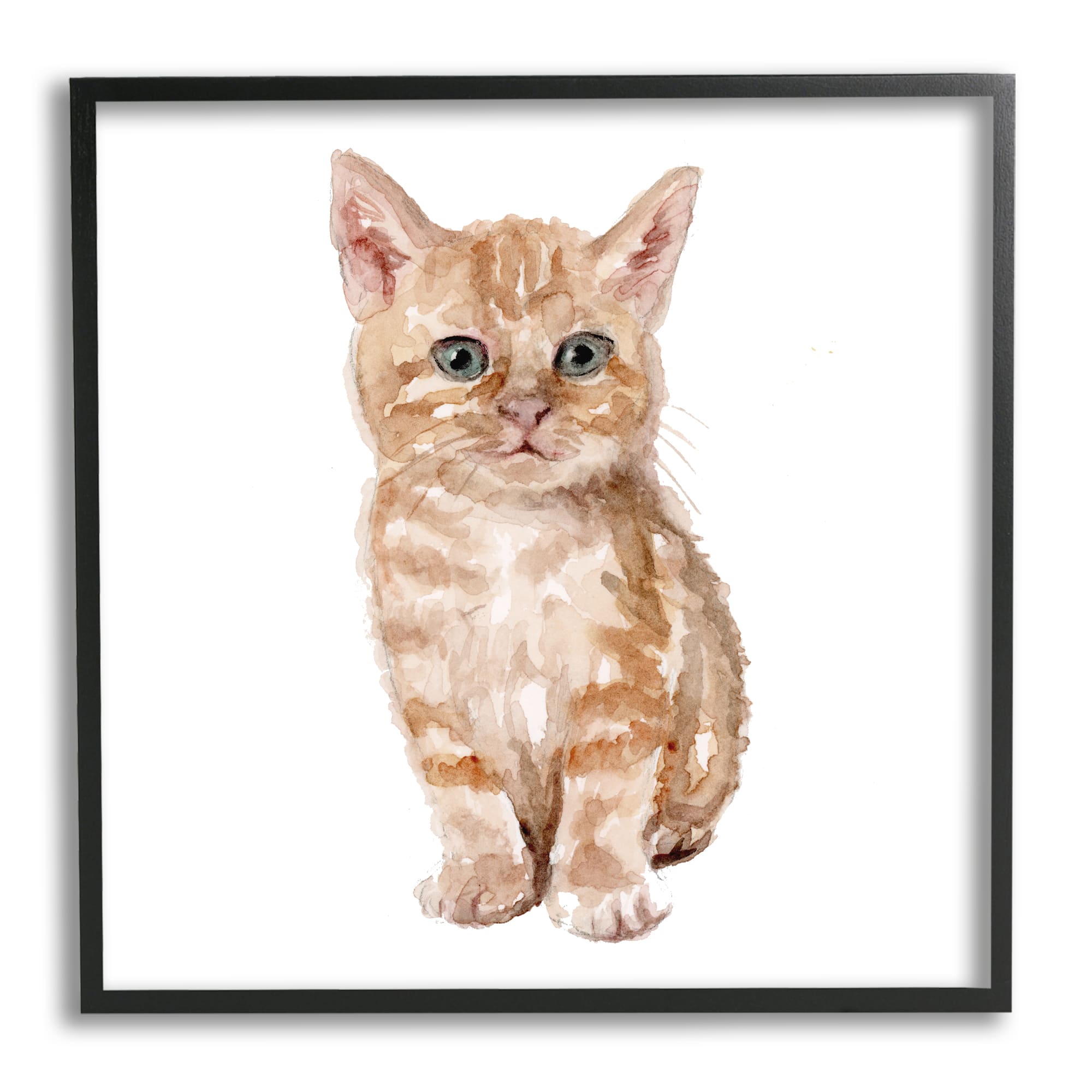 Stupell Industries Tabby Cat Kitten Watercolor Portrait Nursery Animal Framed Wall Art