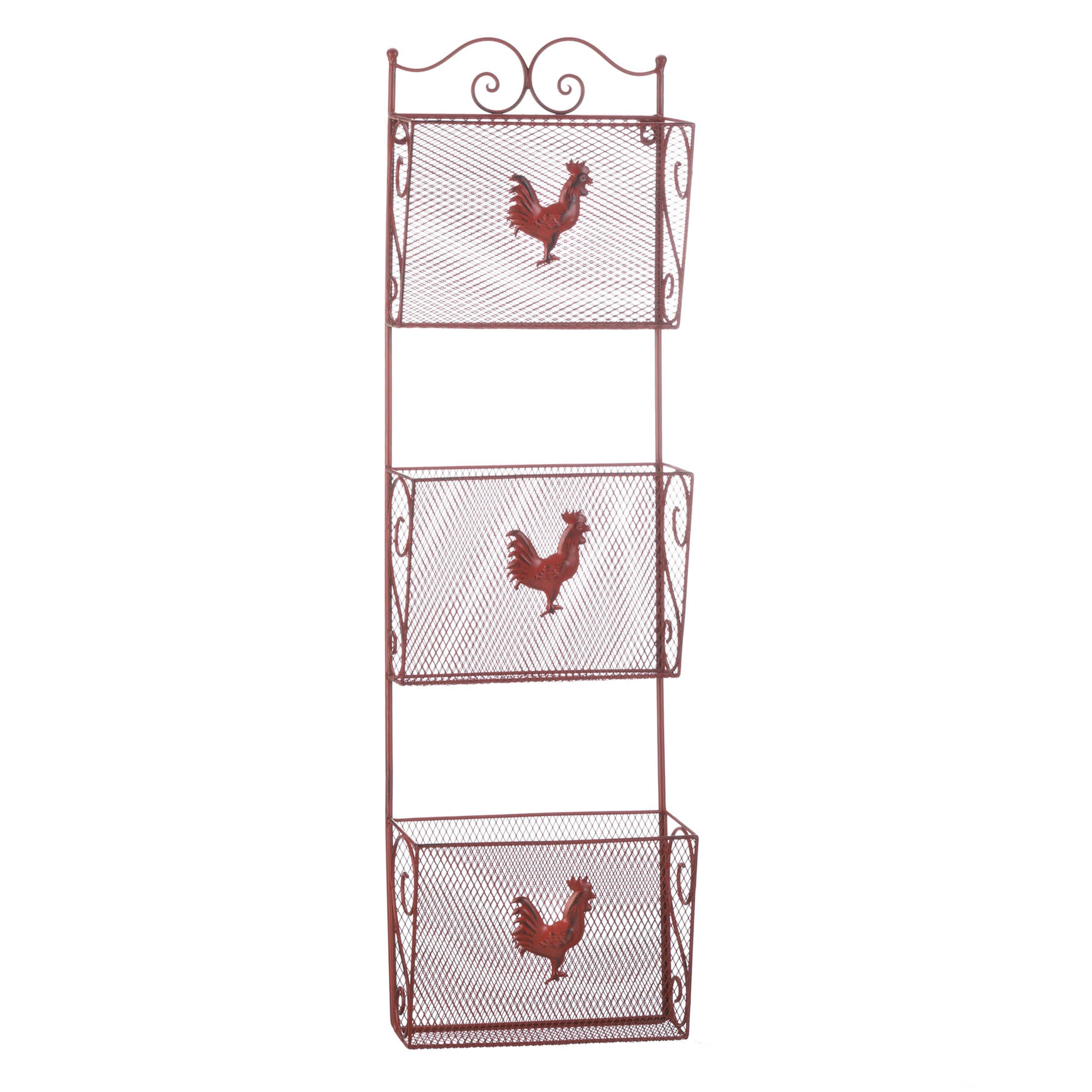 35.5" Red Rooster Triple Basket Organizer