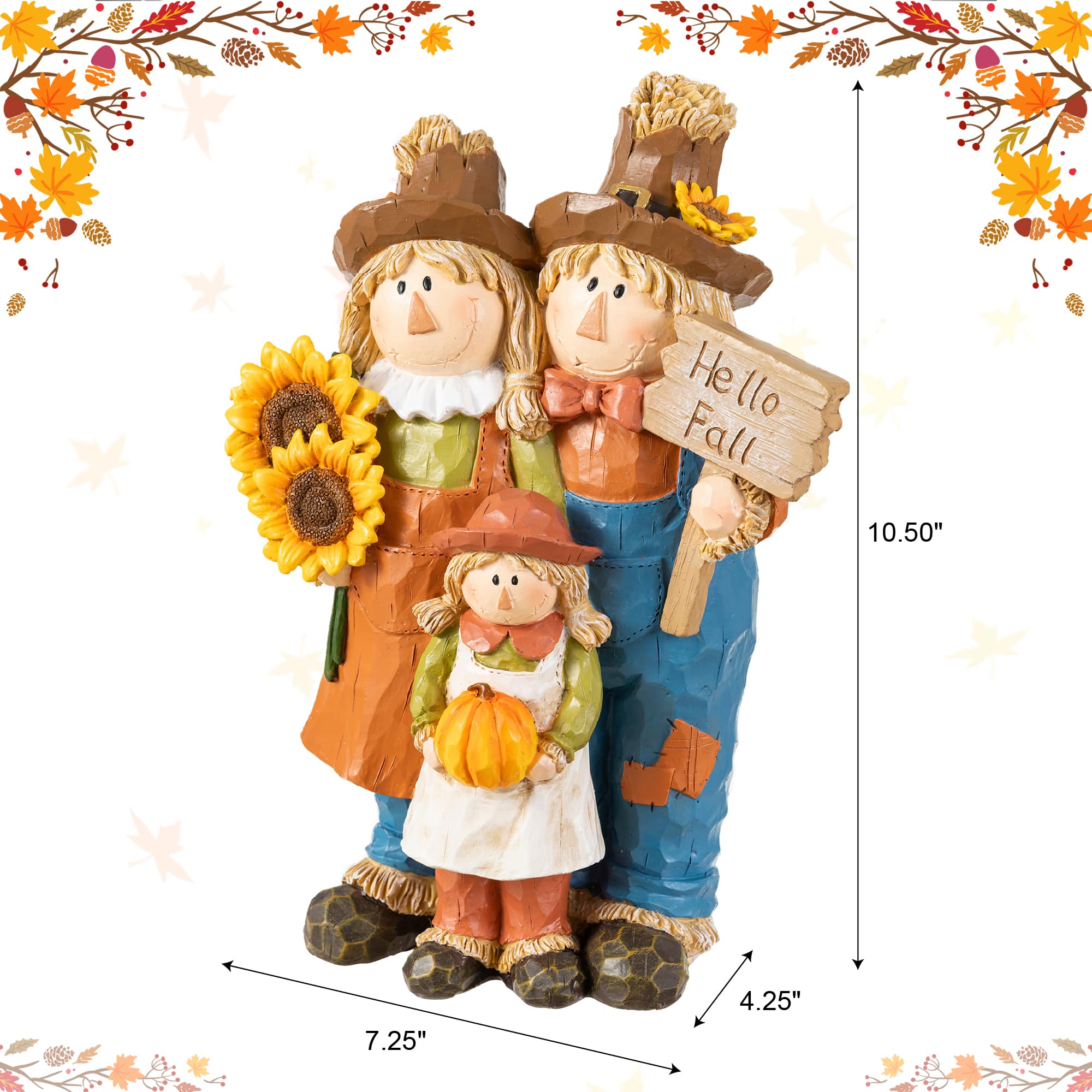 Glitzhome® 10.5" Fall Resin Scarecrow Family Table Decor