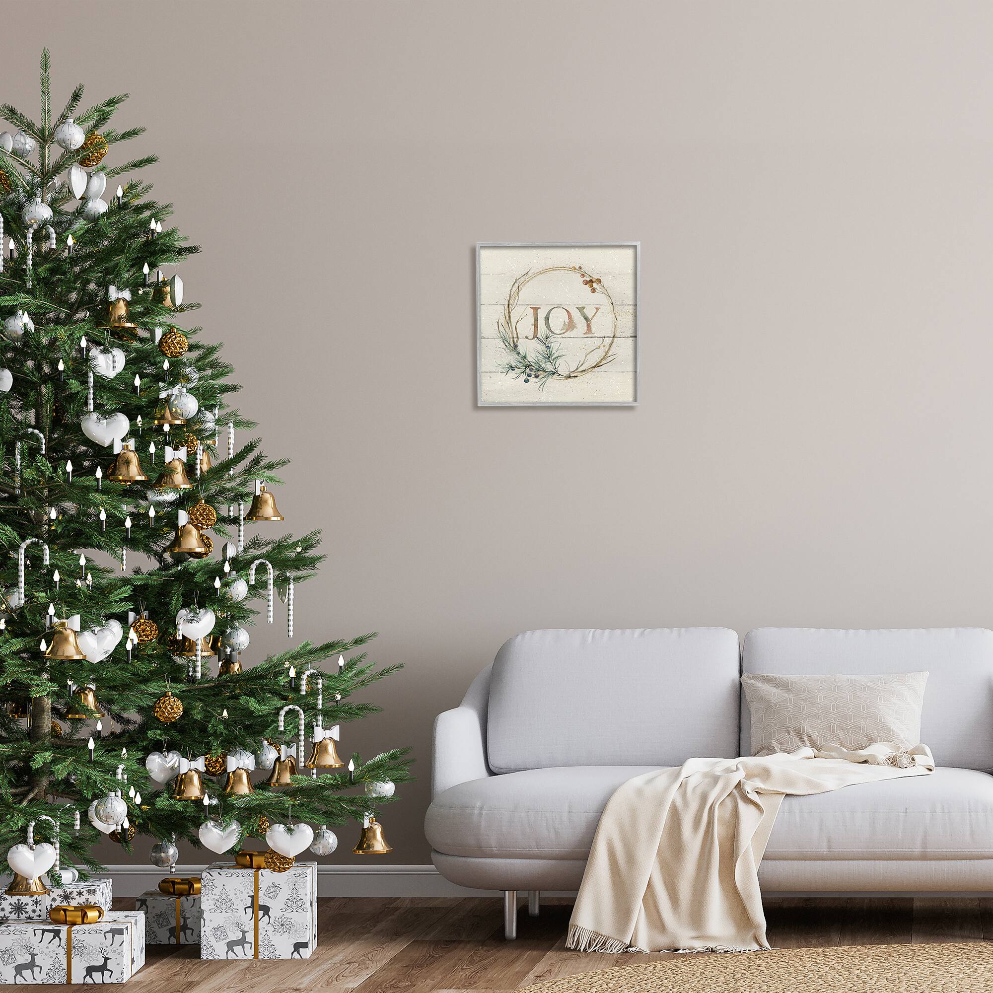 Stupell Industries Seasonal Winter Joy Wreath Framed Giclee Art