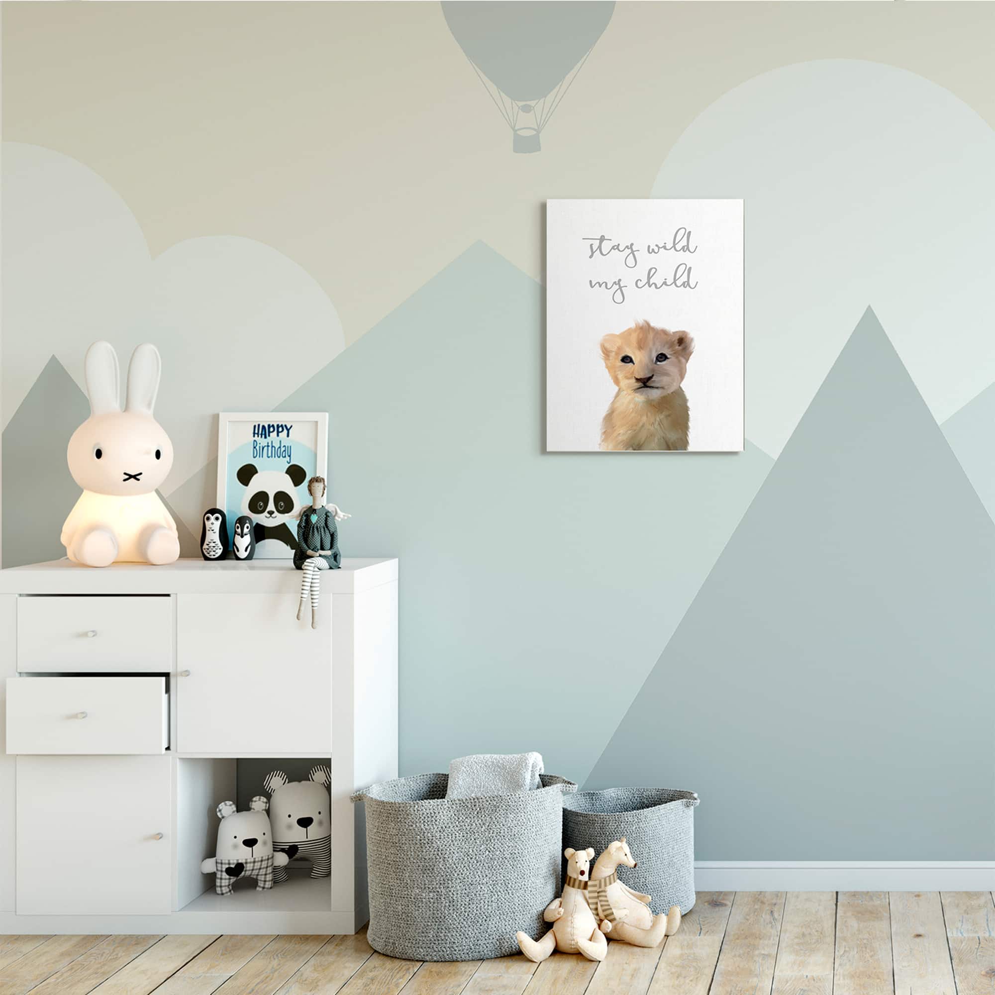 Stupell Industries Stay Wild Phrase Friendly Safari Lion Cub Canvas Wall Art