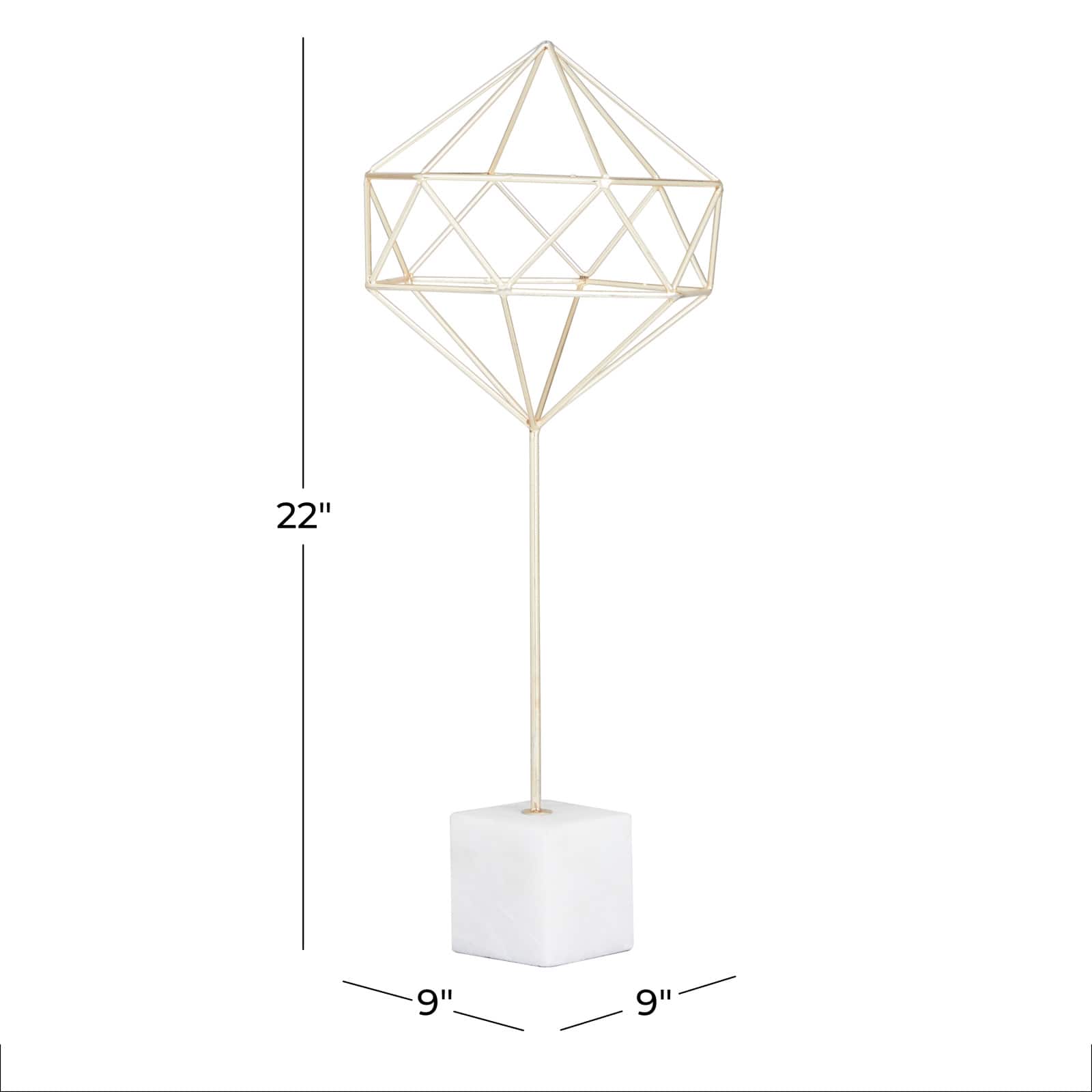 CosmoLiving by Cosmopolitan Gold Marble Contemporary Sculpture, 22" x 9" x 9"