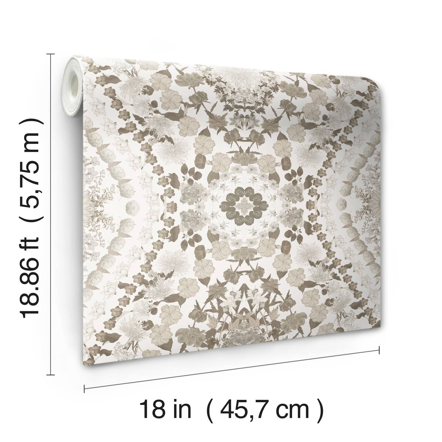 RoomMates Mr. Kate Brown Dried Flower Kaleidoscope Peel & Stick Wallpaper