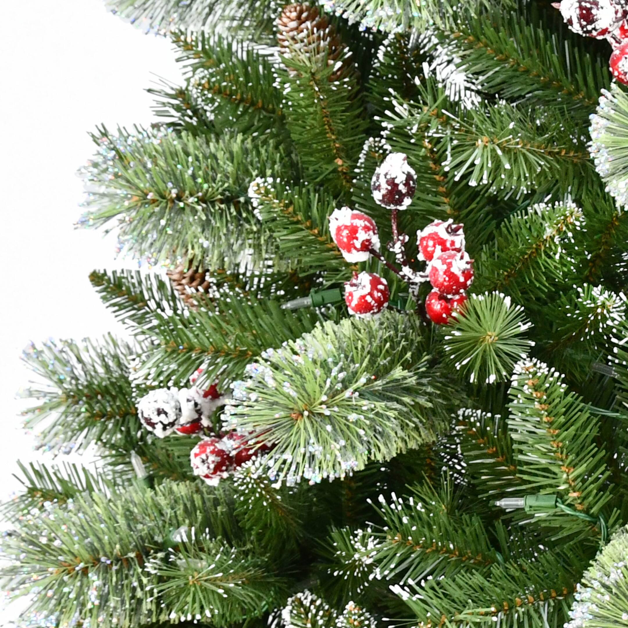 9ft. Pre-Lit Snowy Norway Spruce Artificial Adorned Christmas Tree, Dual-Color LED Lights