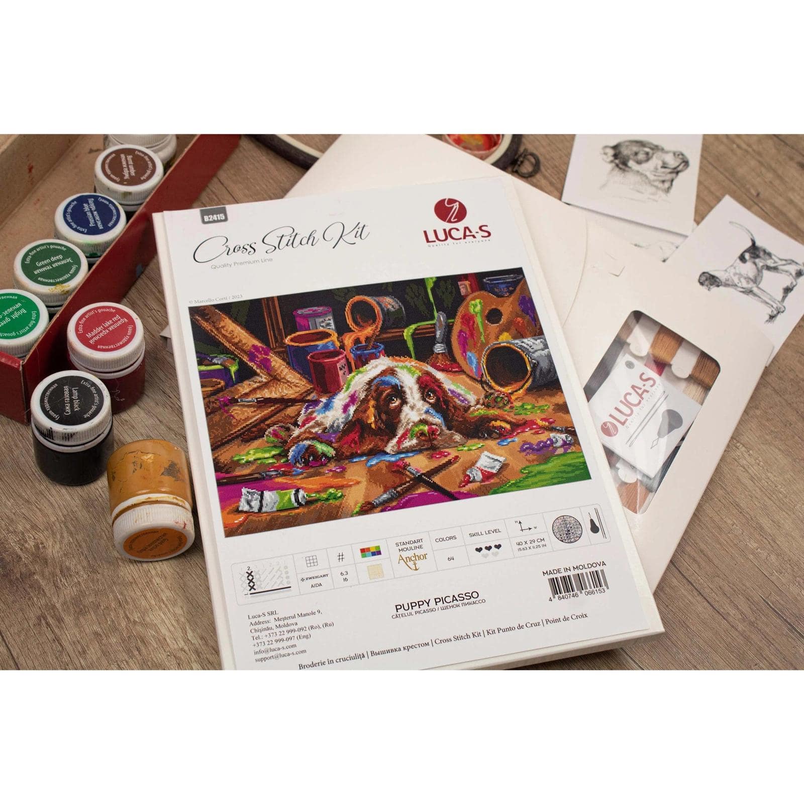 Luca-S Puppy Picasso Counted Cross Stitch Kit