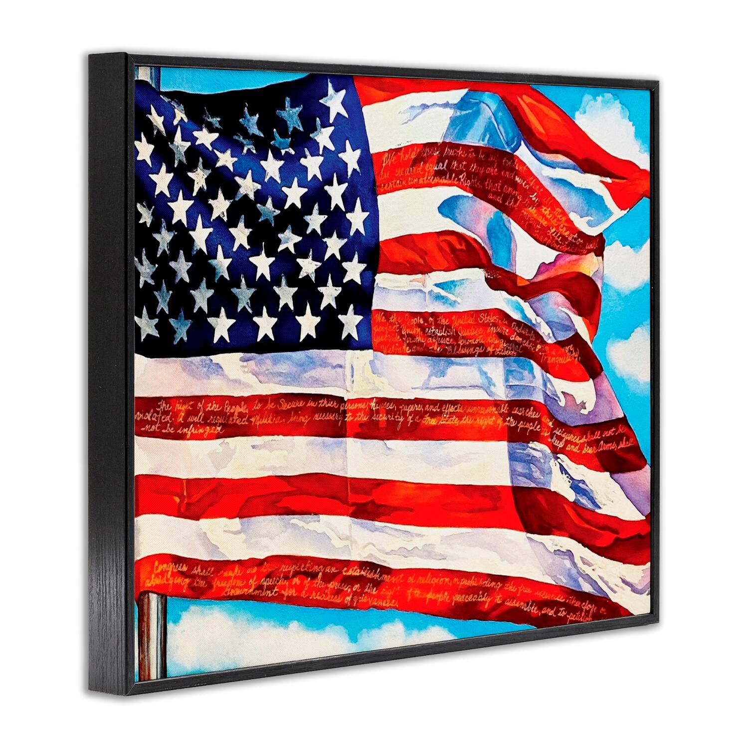 Stupell Industries Windblown American Flag Framed Giclee Art