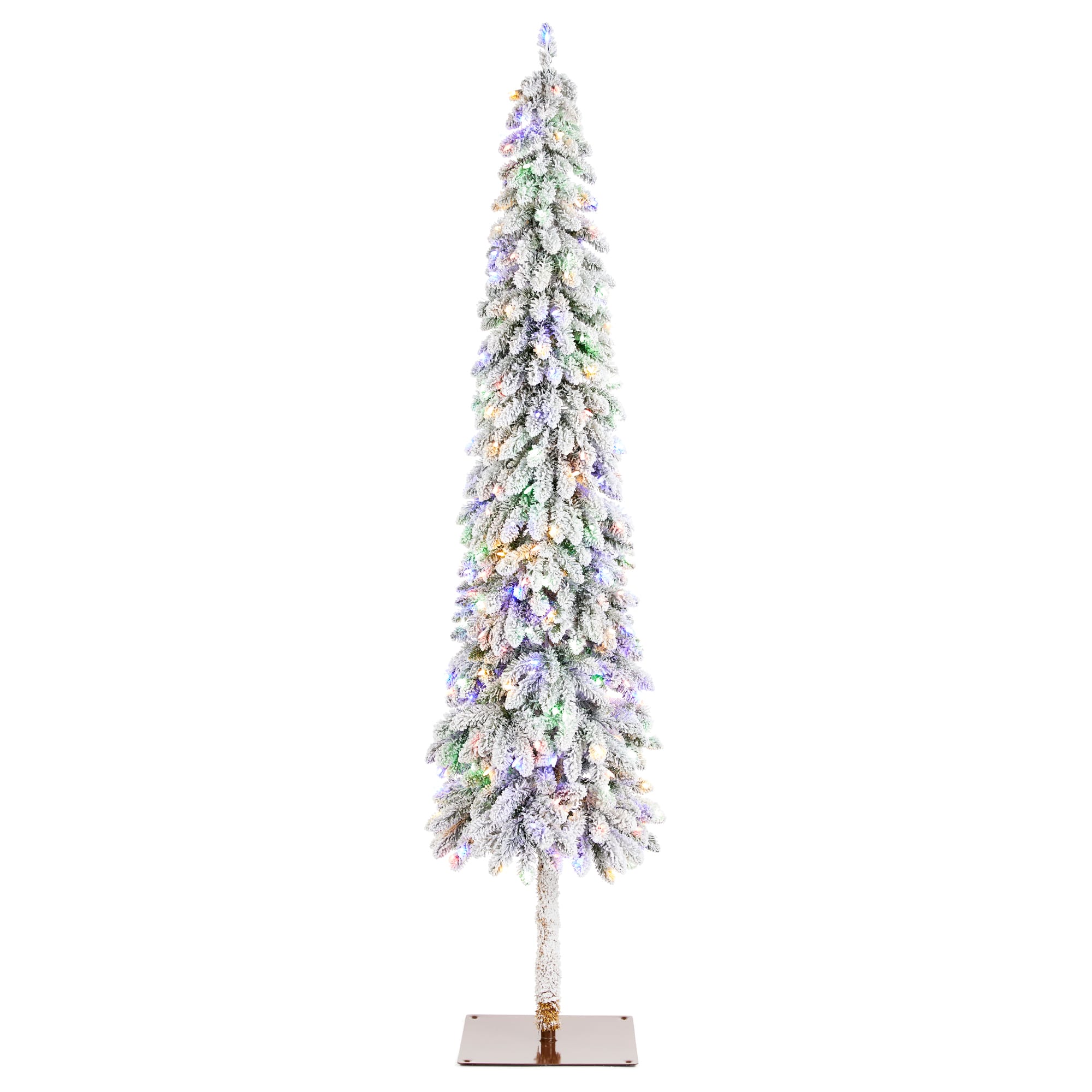 Glitzhome® 7.5ft Pre-Lit Flocked Artificial Christmas Tree, Warm White Lights