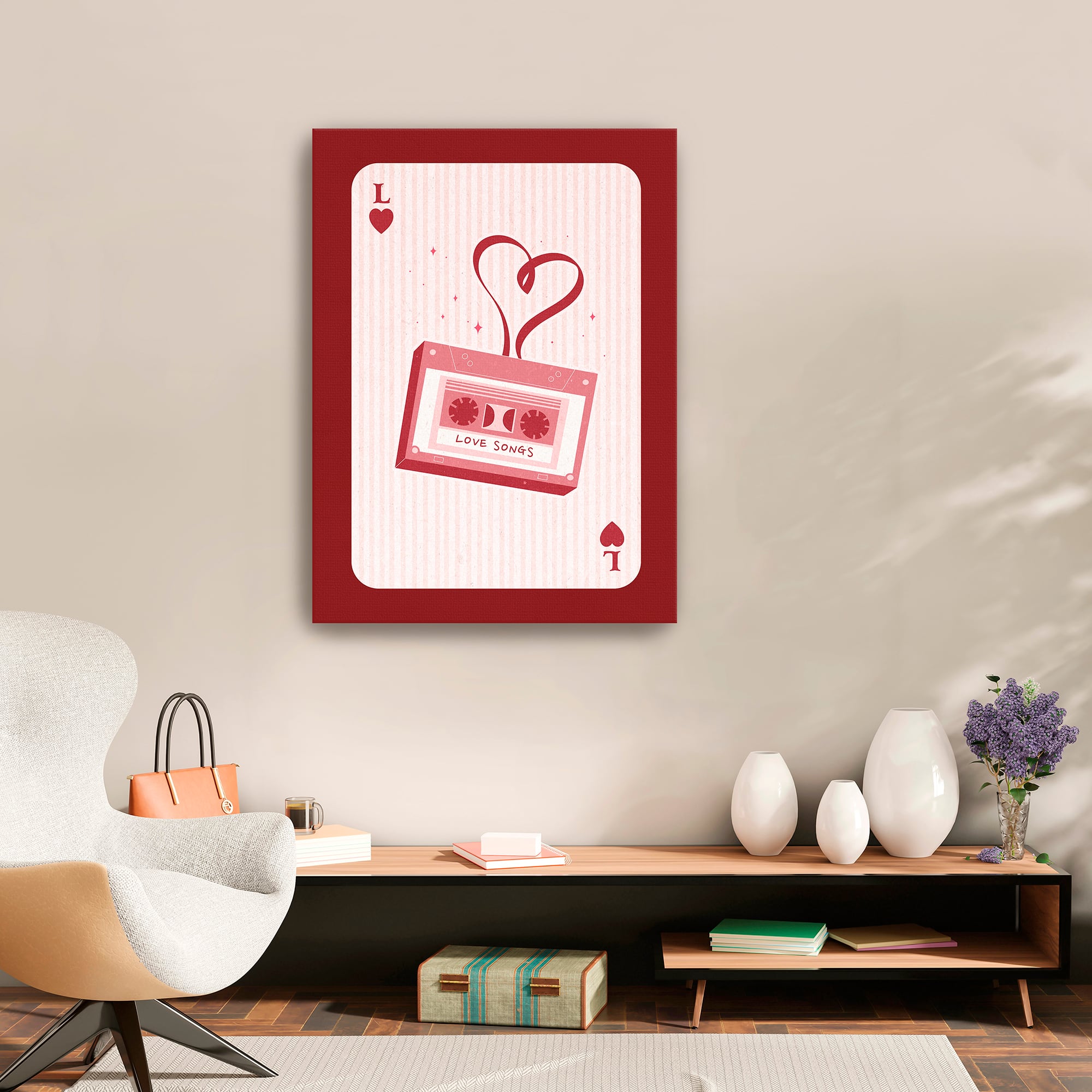 Retro Love Card - Cassette Canvas Giclée Art
