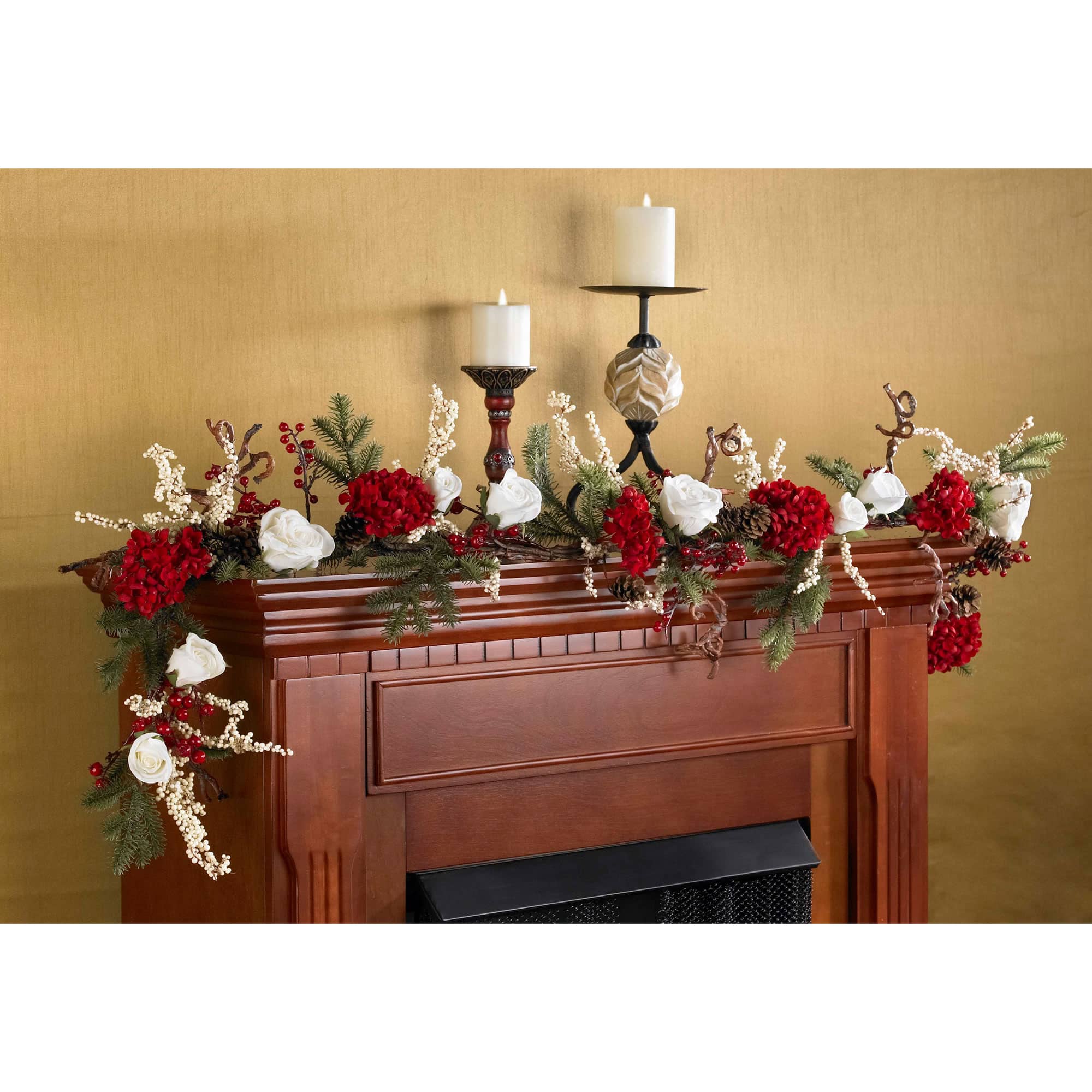 6ft. Hydrangea with White Roses Garland
